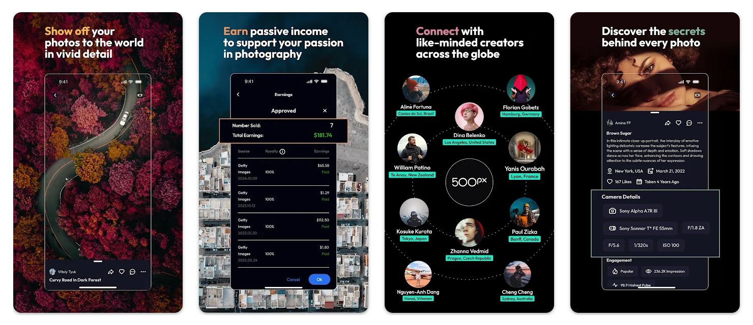500px app for photo storage
