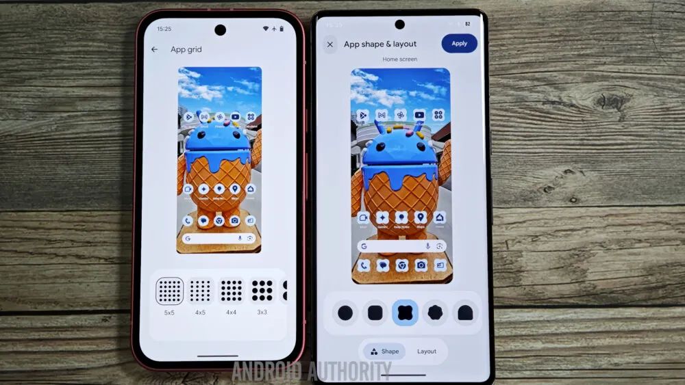 An image highlighting Android 16' potentially upcoming icon shapes.
