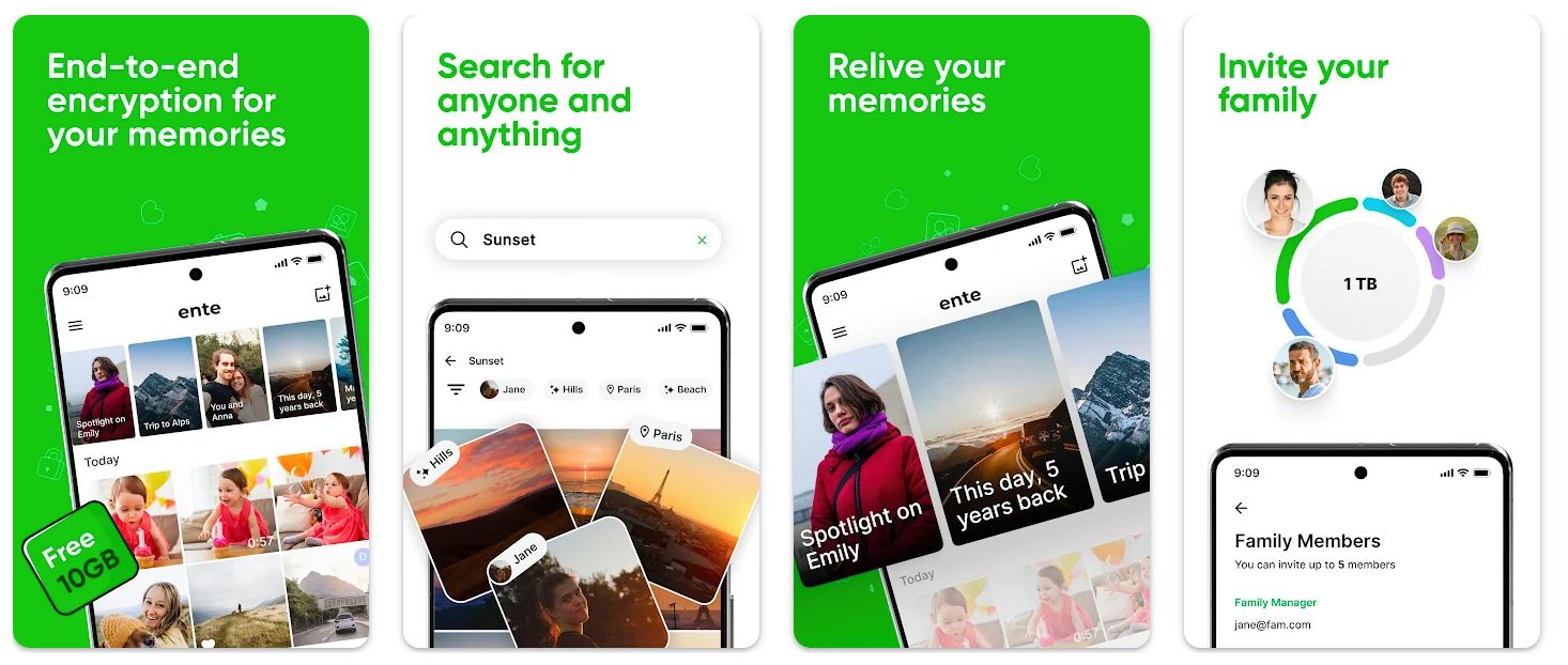 Ente app screenshots