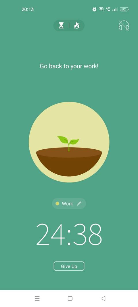 Screenshot of the timer in the Forest app