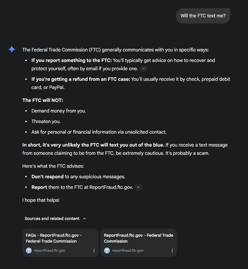 A screenshot highlighting Google Gemini's reply to