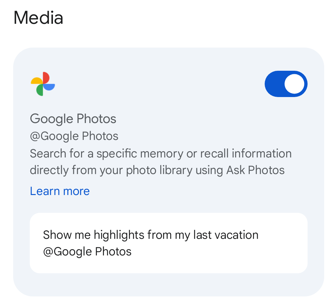 Google Photos app in Gemini 