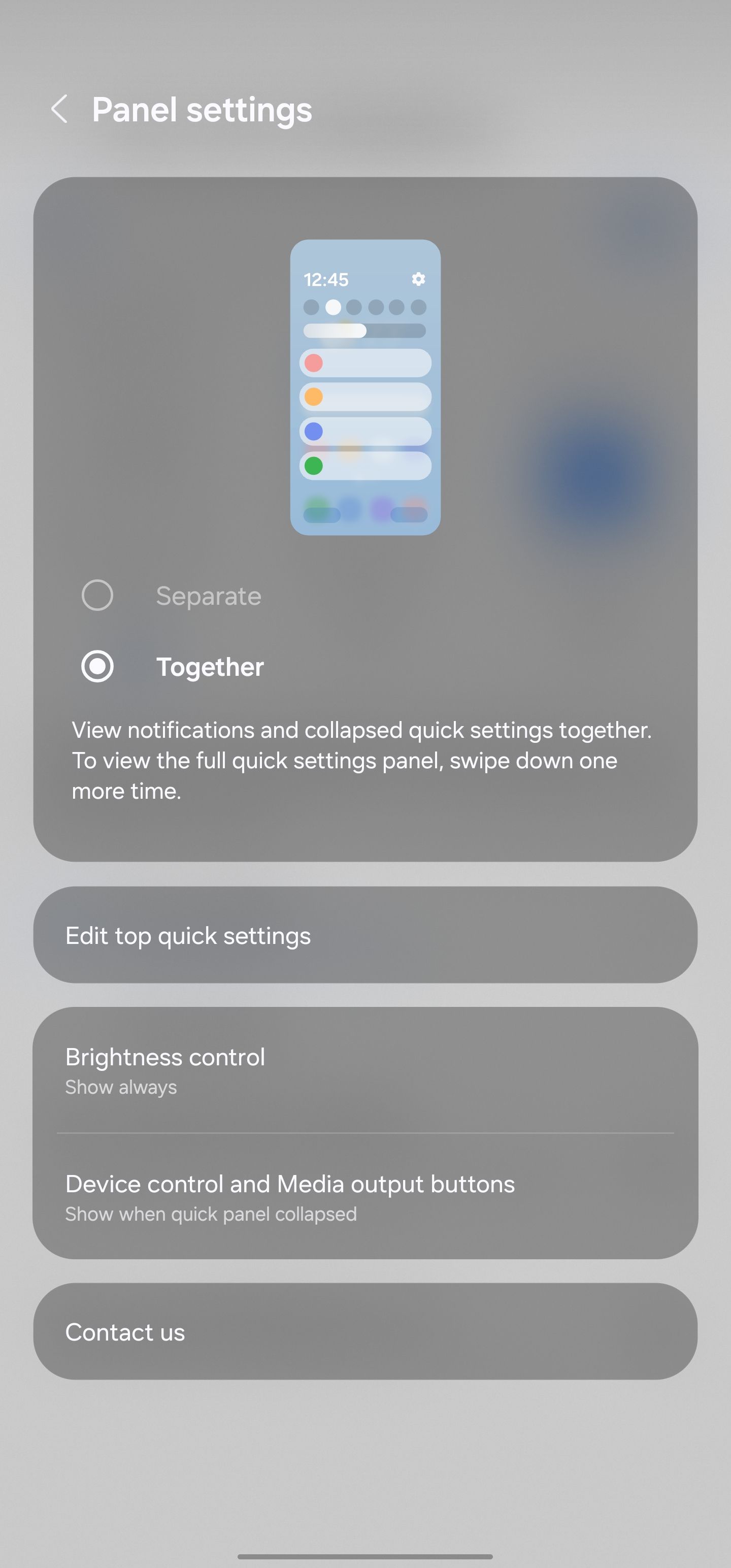 One UI 7 unified Quick Settings panel