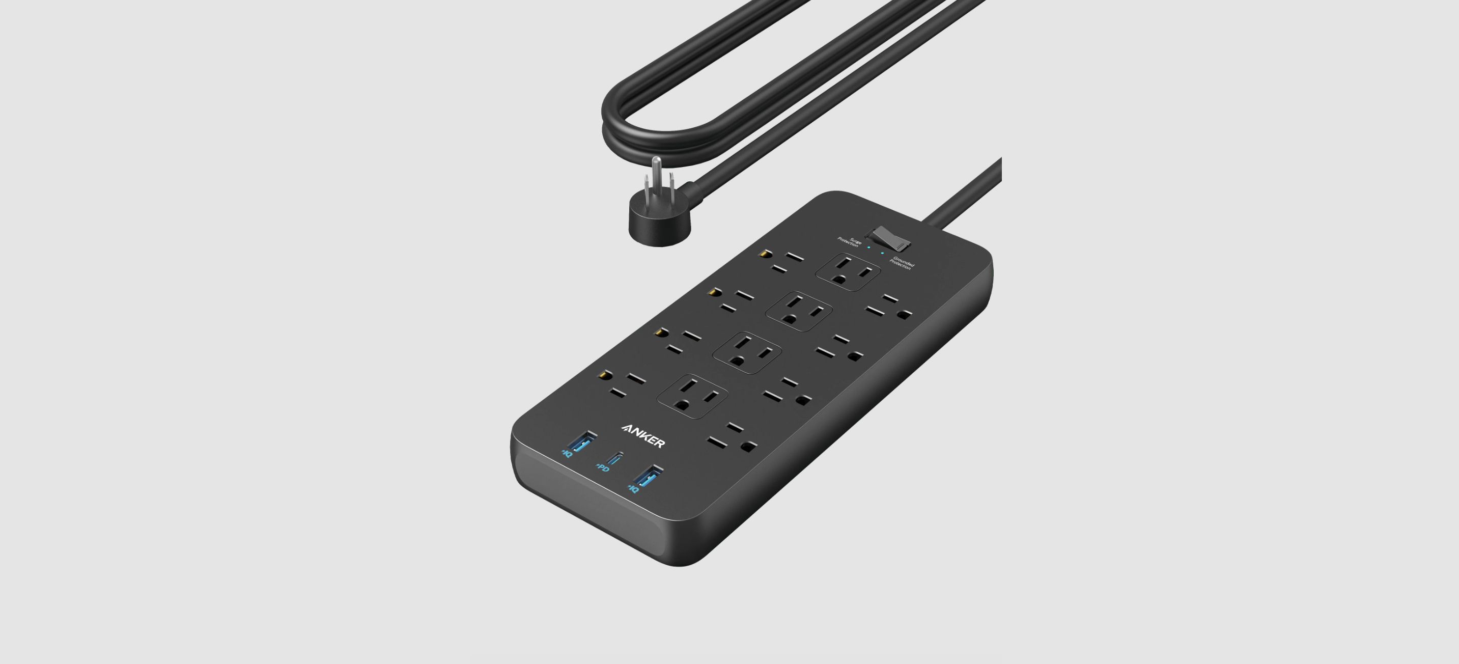 A power strip with surge protector