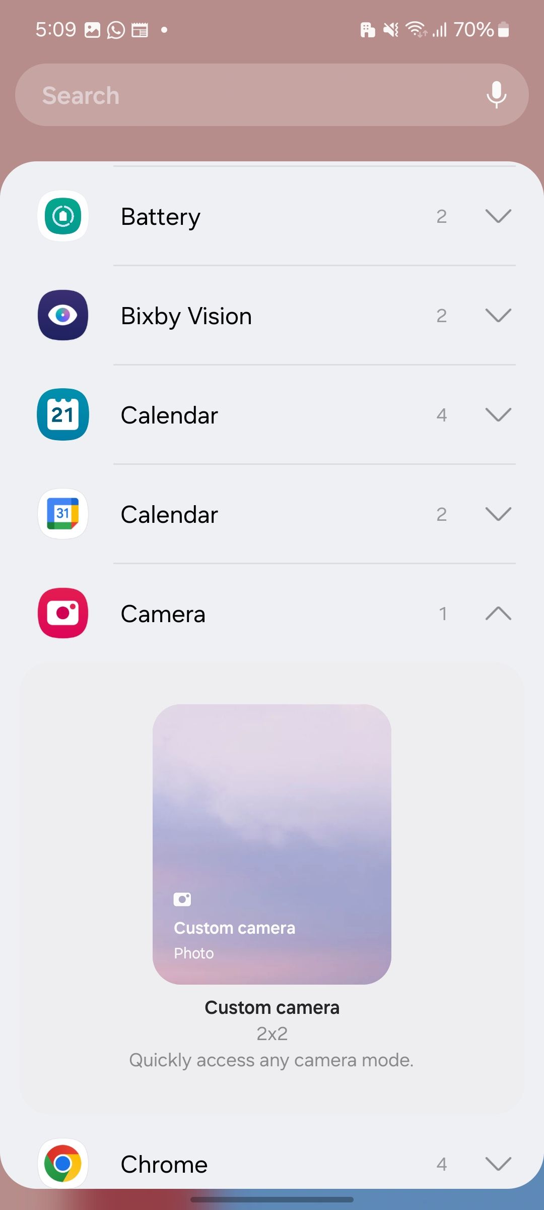 Camera widget in One UI