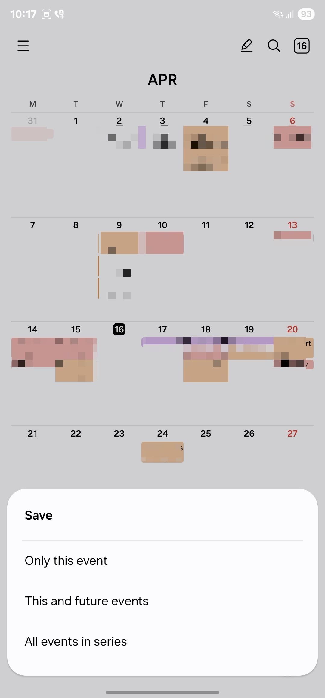 Screenshot showing Samsung Calendar