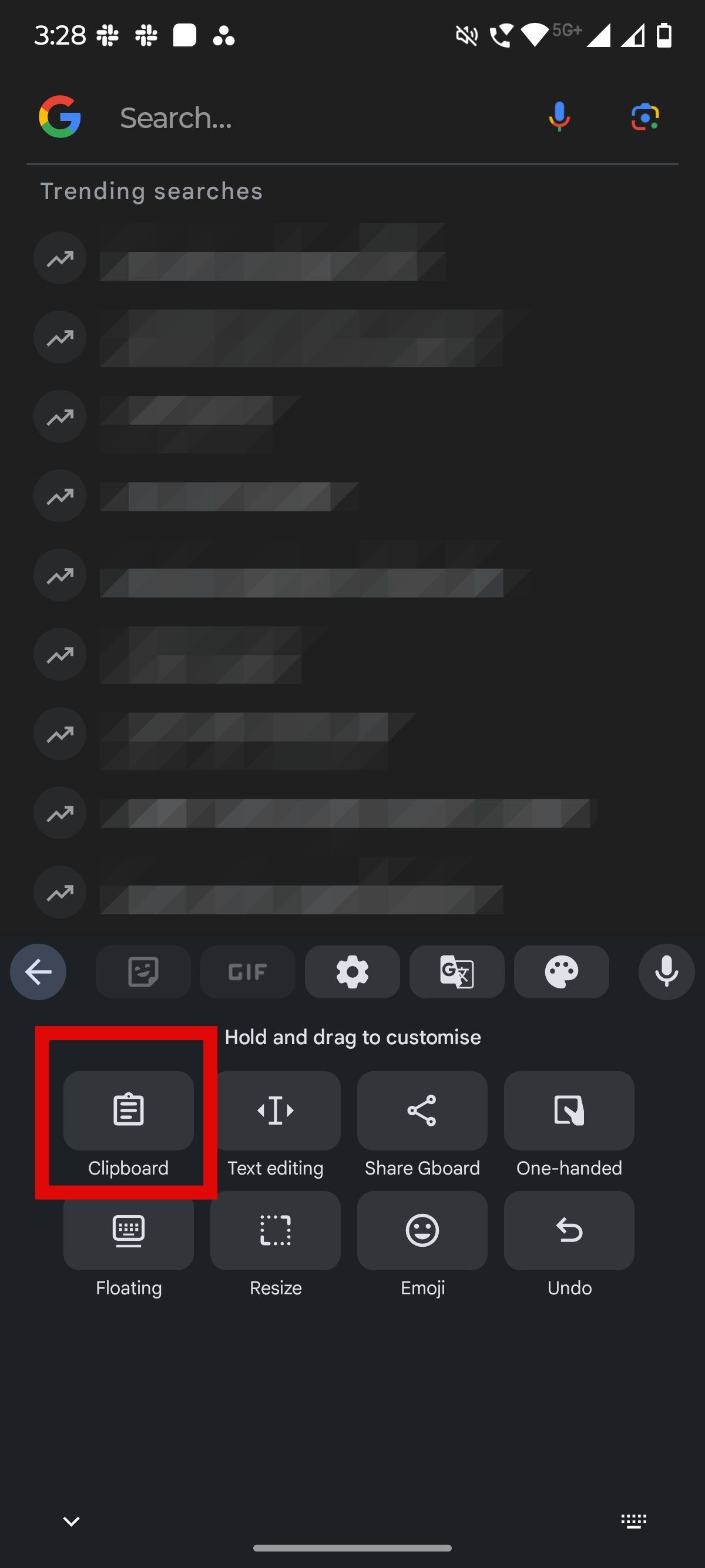 Screenshot showing Clipboard in Gboard