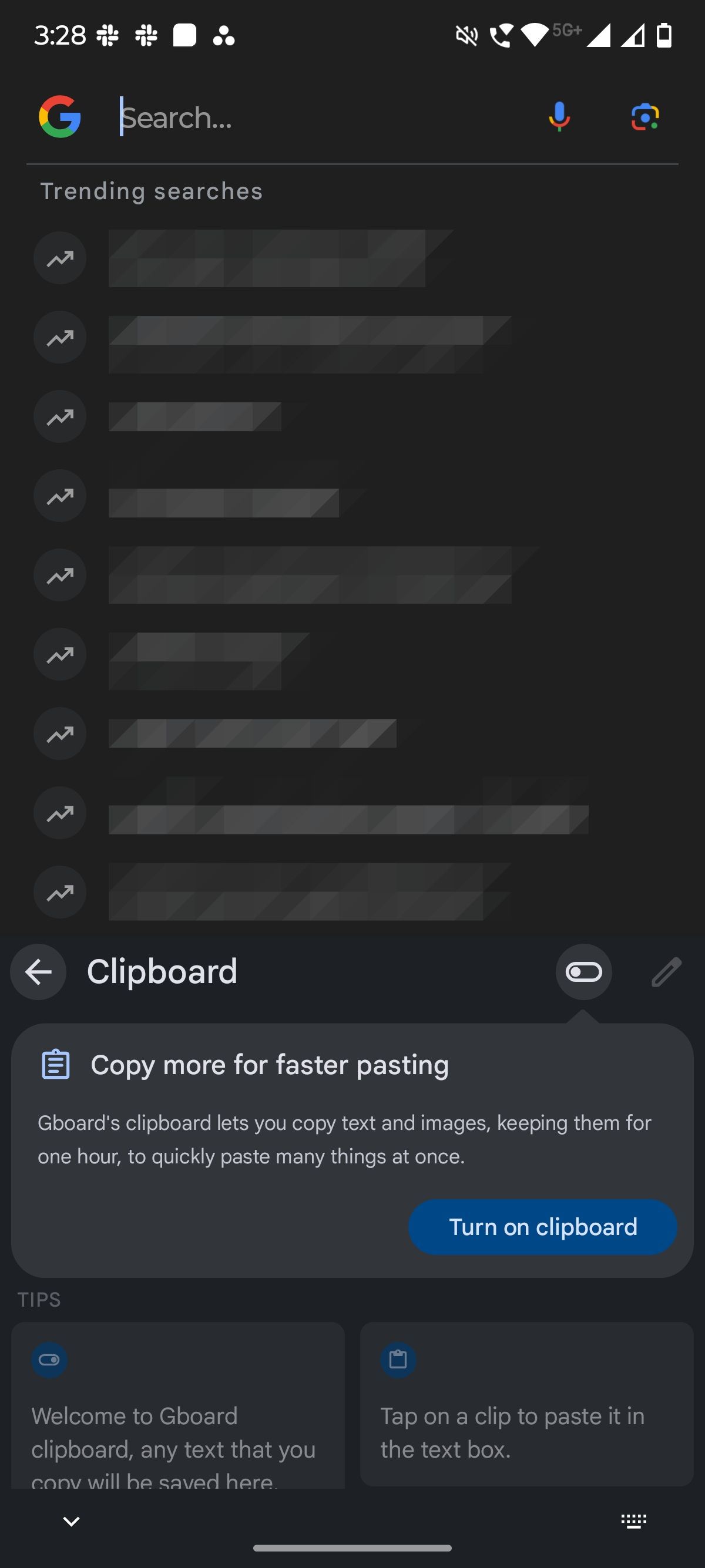 Screenshot showing clipboard manager in Gboard