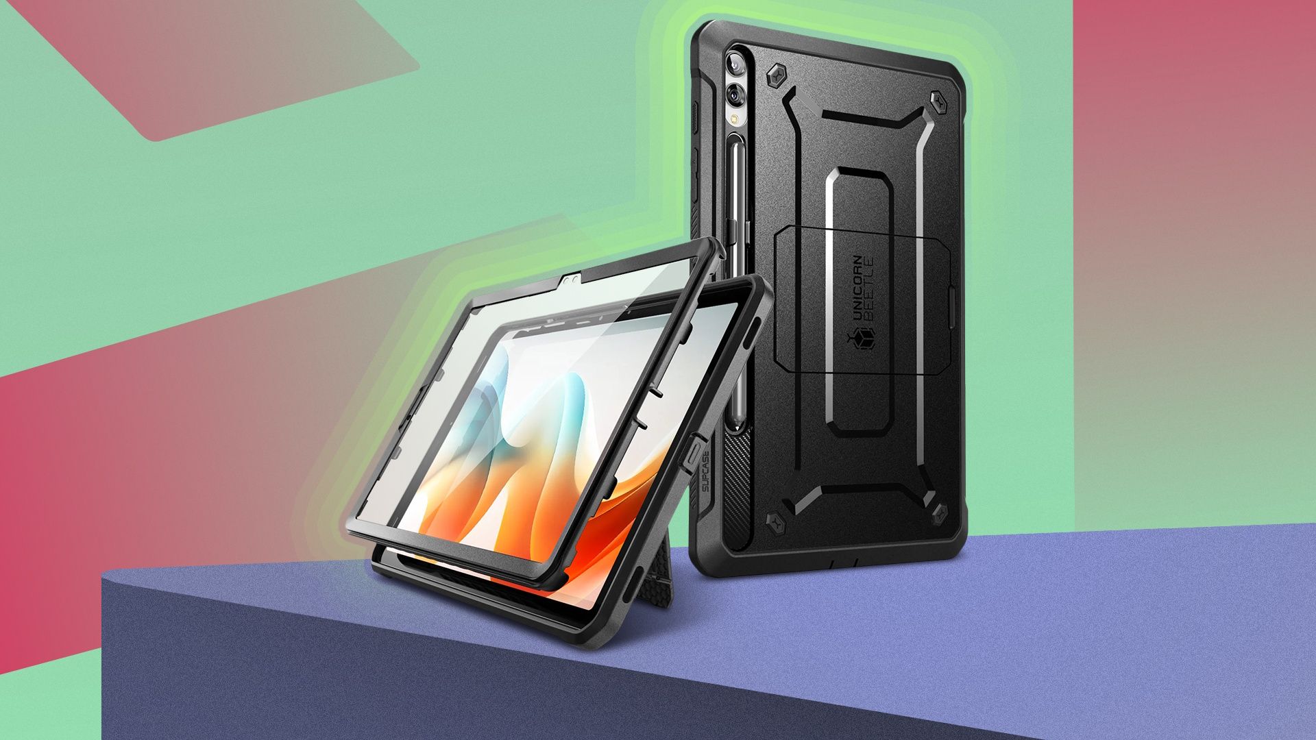The Supcase UB Pro rugged case black on the Samsung Tab S10 Plus on a surface.