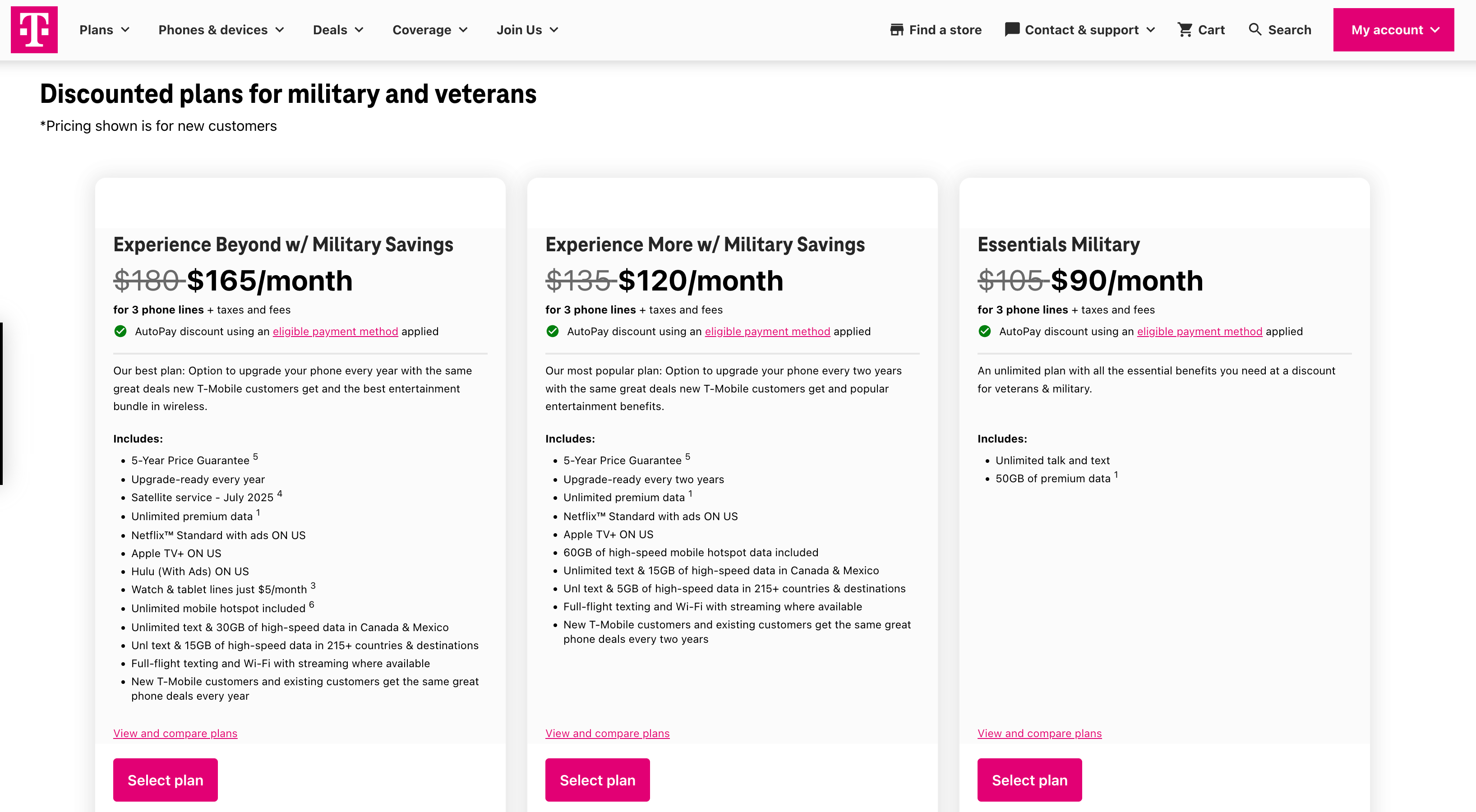 t-mobile military discount