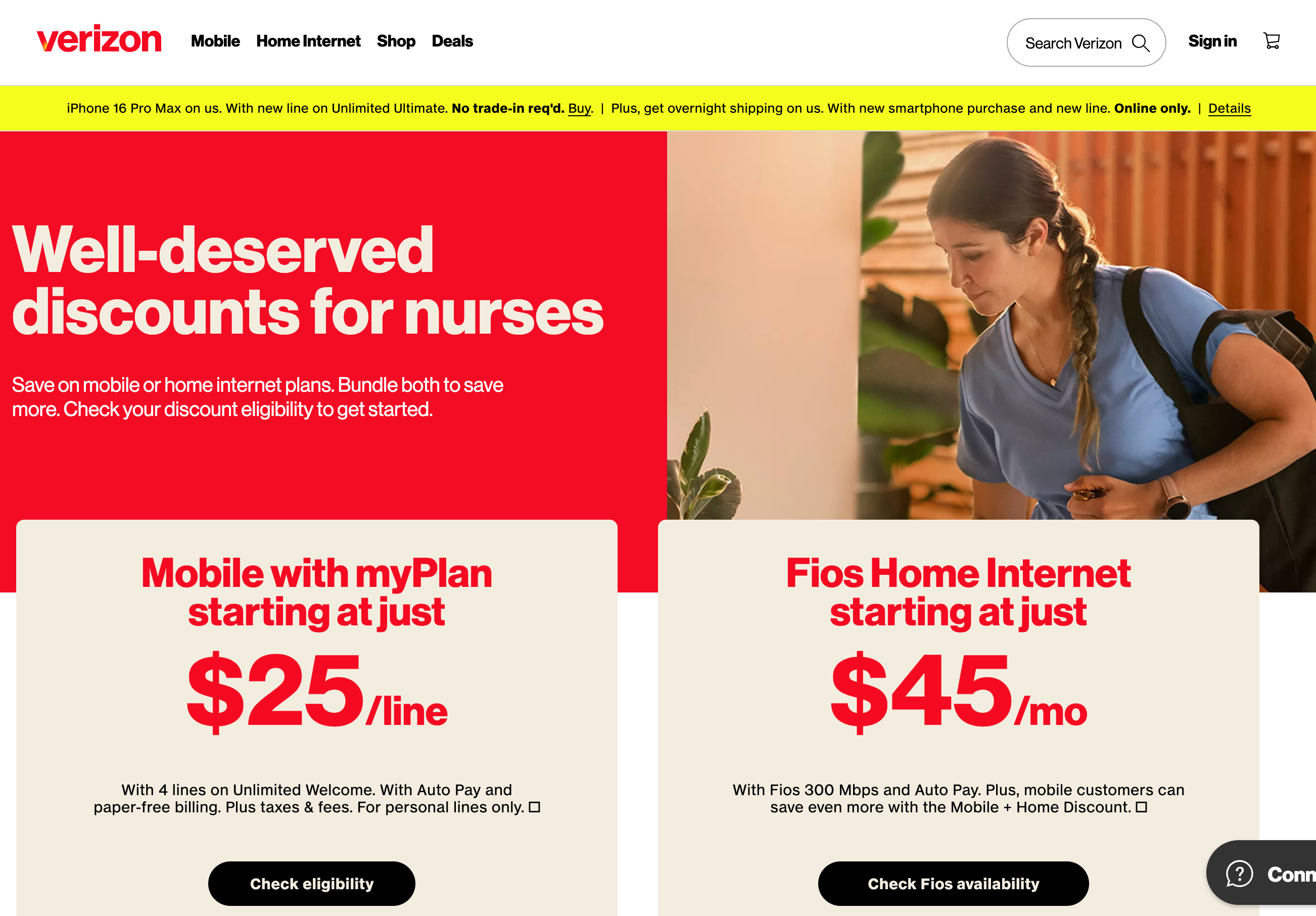 verizon nurse discount