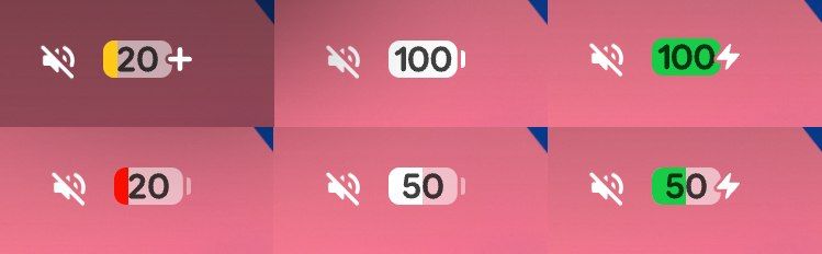 Several leaked battery icons for Android