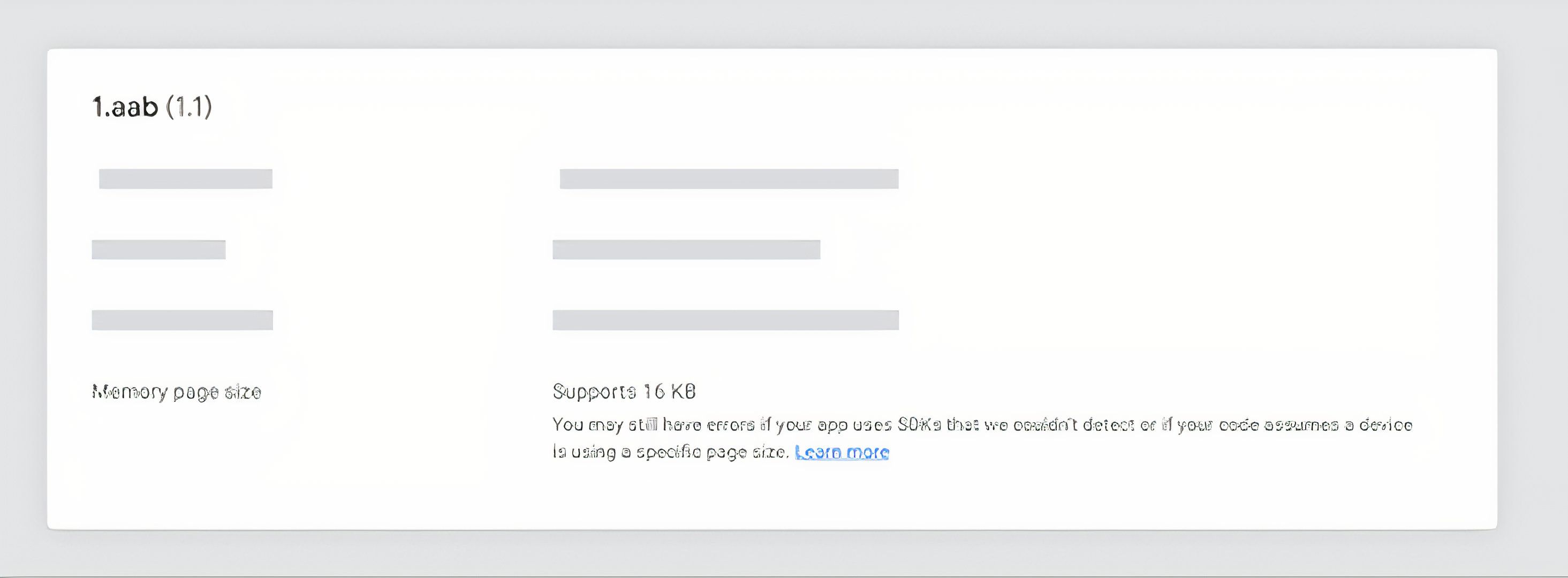 Google's App Bundle Explorer indicating an app supports 16 KB page size.