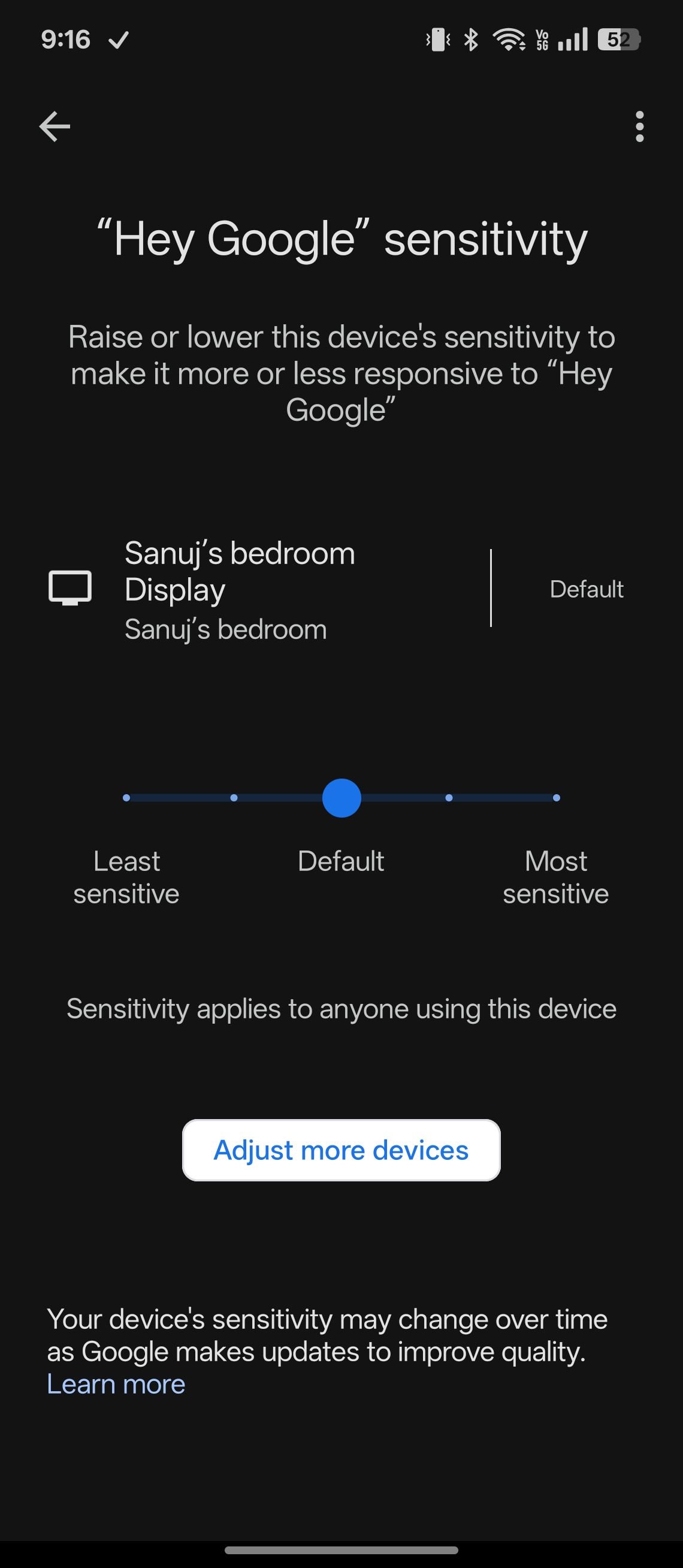 Adjusting 'Hey Google' sensitivity for Nest Hub display