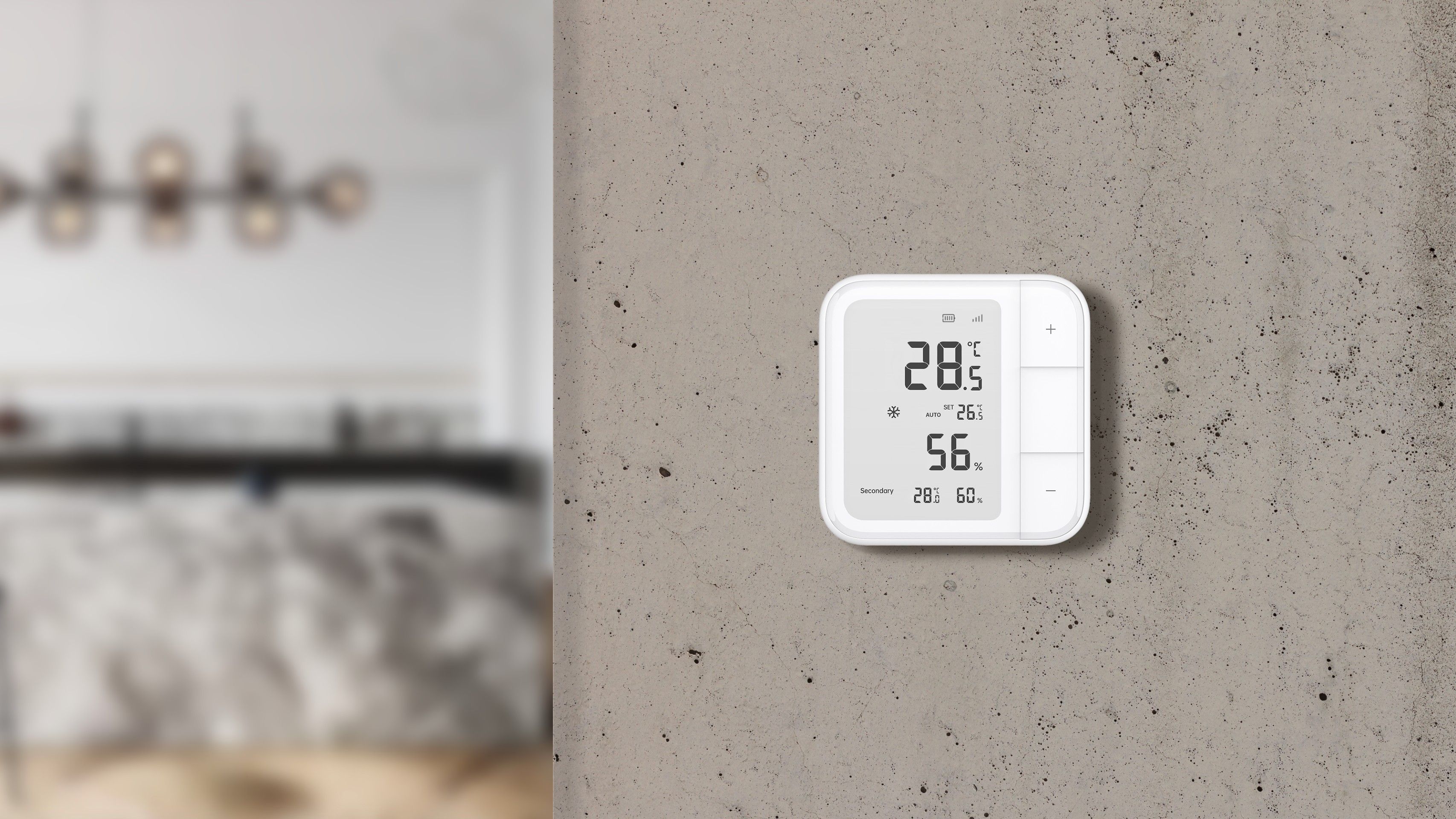 The Aqara Climate Sensor W100 mounted on the wall.