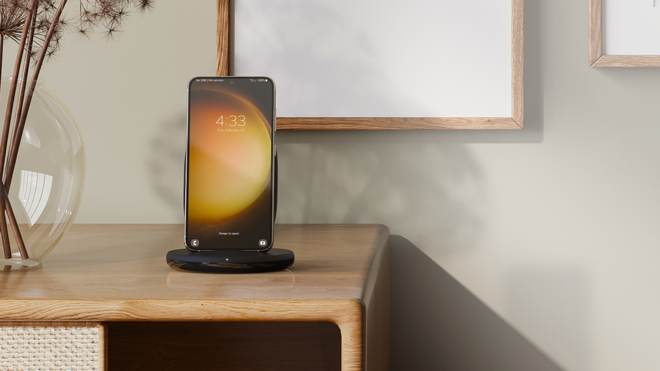 Belkin 15W Qi-Certified Wireless Charging Stand on desk