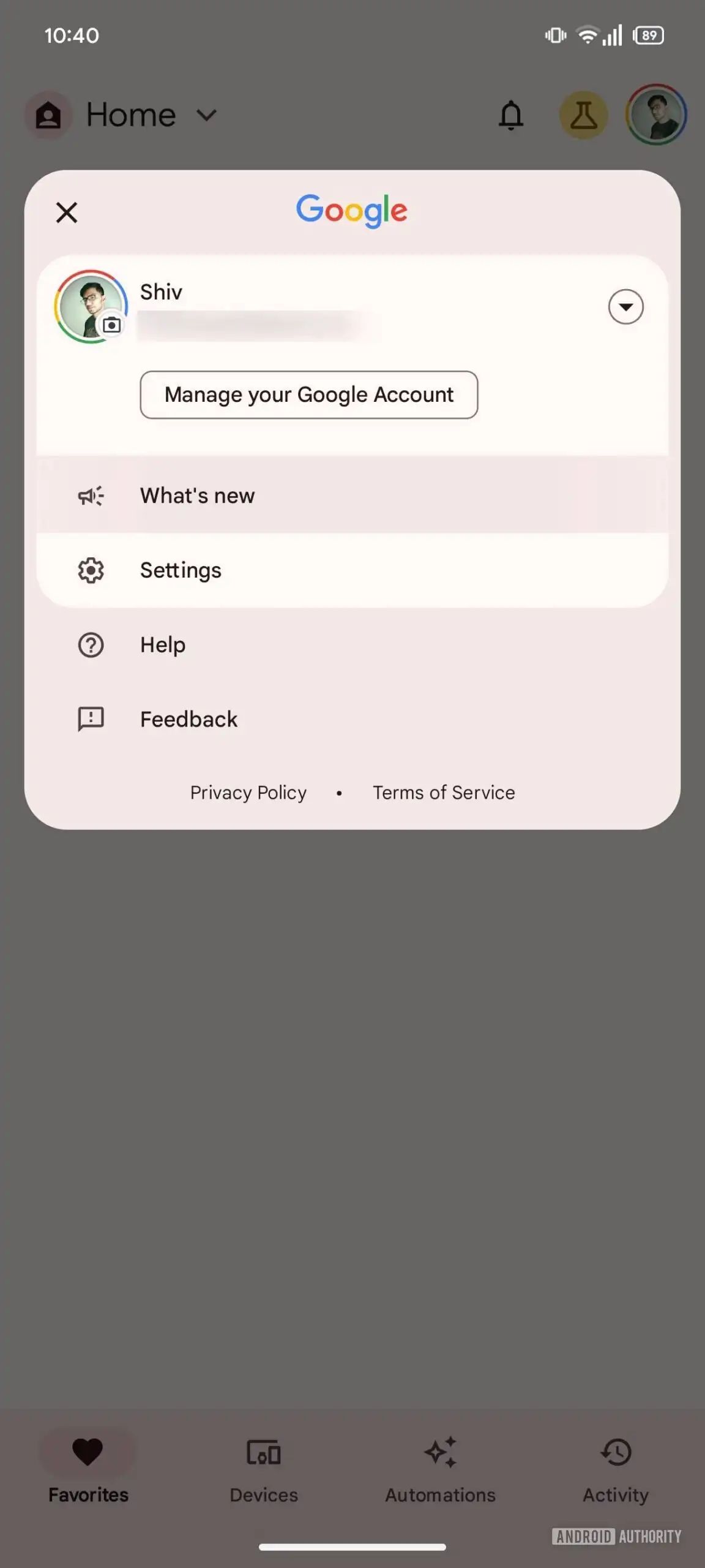 A Google Home screenshots that highlights the app's What's New section.