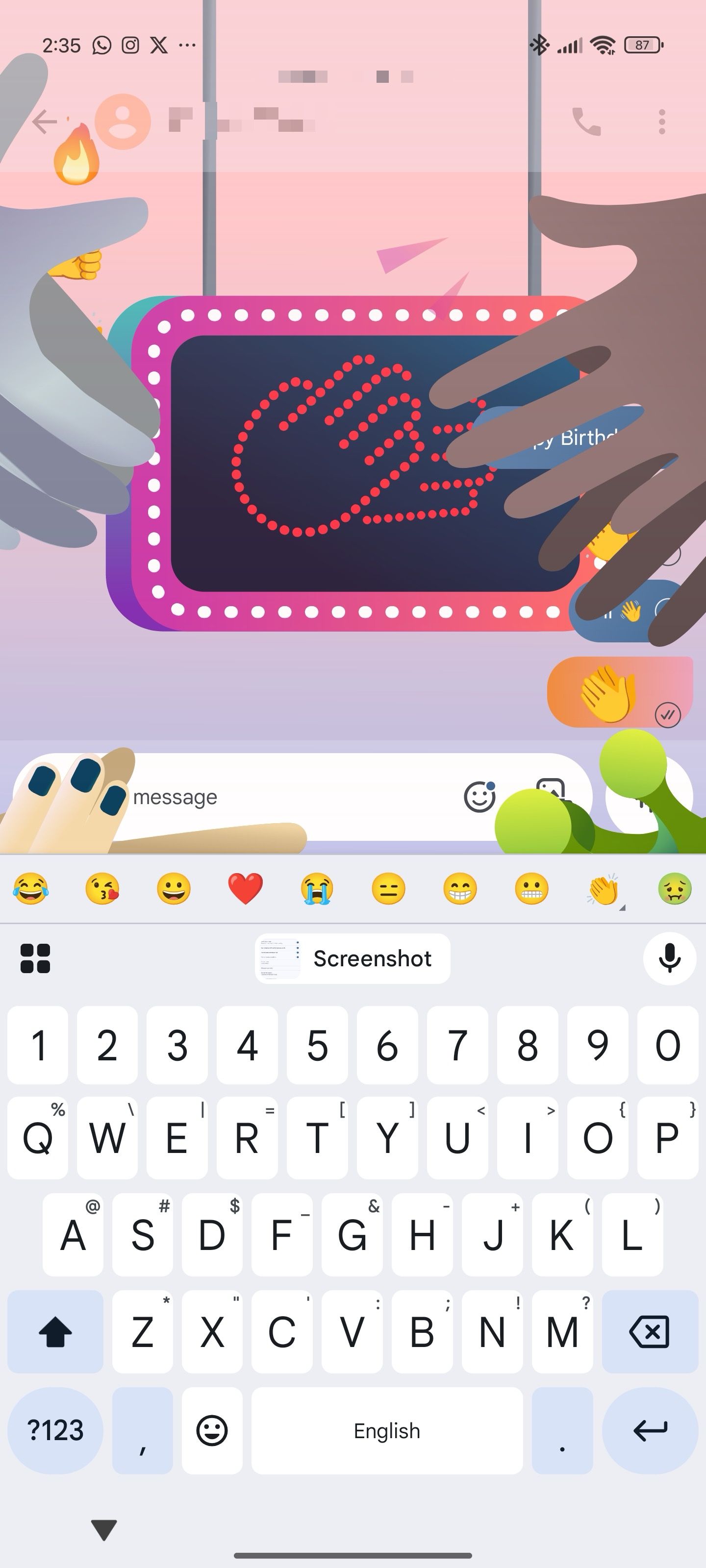 Google Messages full-screen animation with single emoji