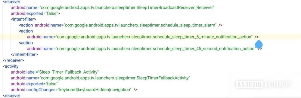 A set of sleep timer-related code strings discovered in a a Google TV APK teardown.