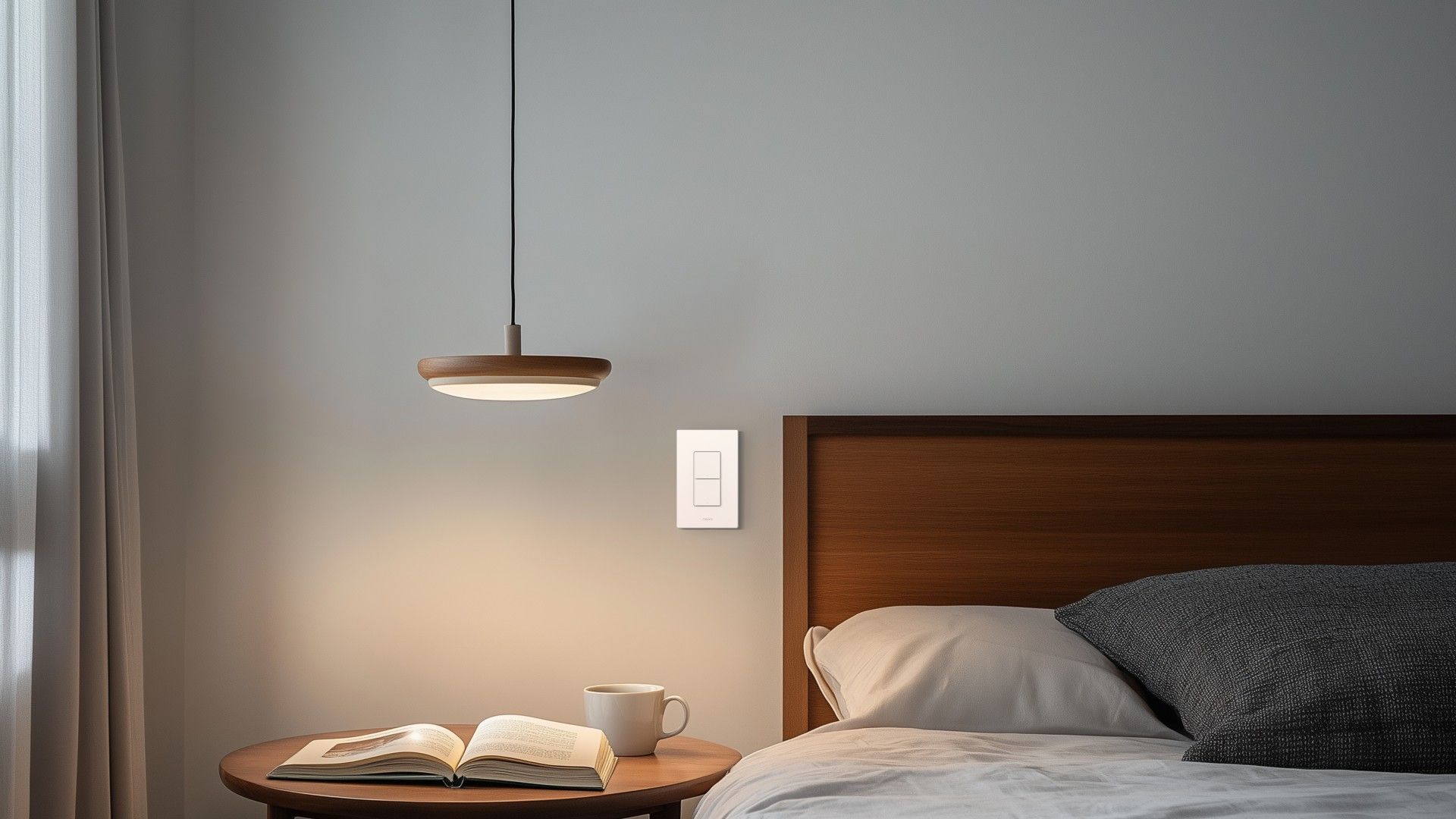 Light Switch H2 installed in a bedroom.