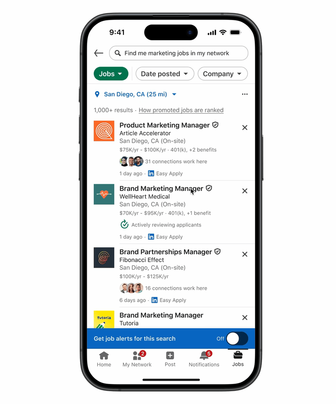 A GIF highlighting LinkedIn's new compatibility score.