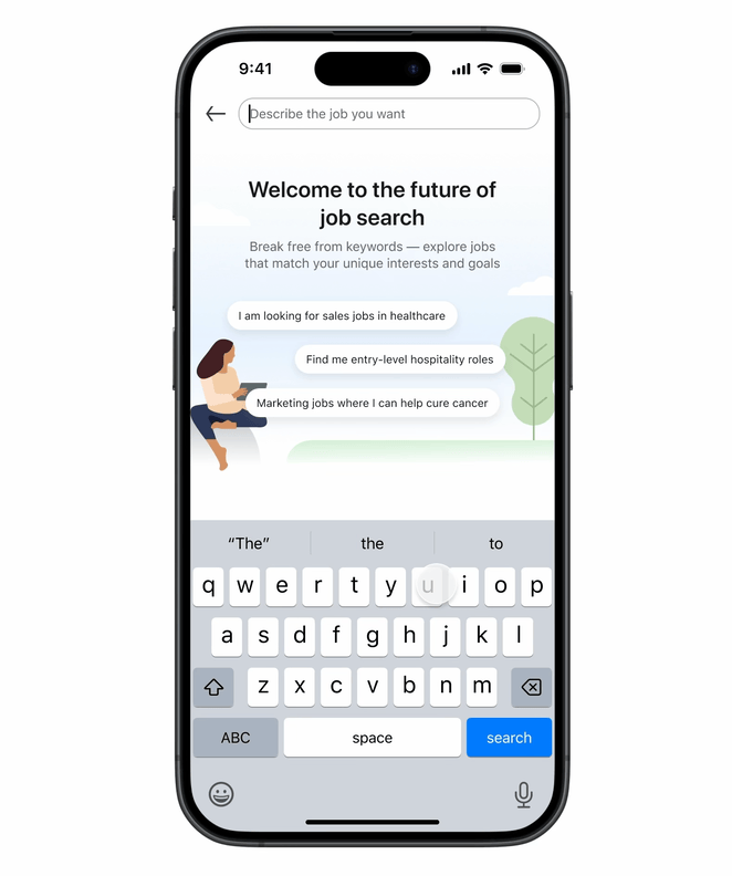 A GIF highlighting LinkedIn's new AI job search tool.