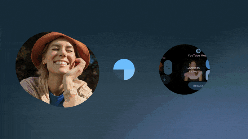 An animation illustrating Material 3 Expressive on Wear OS