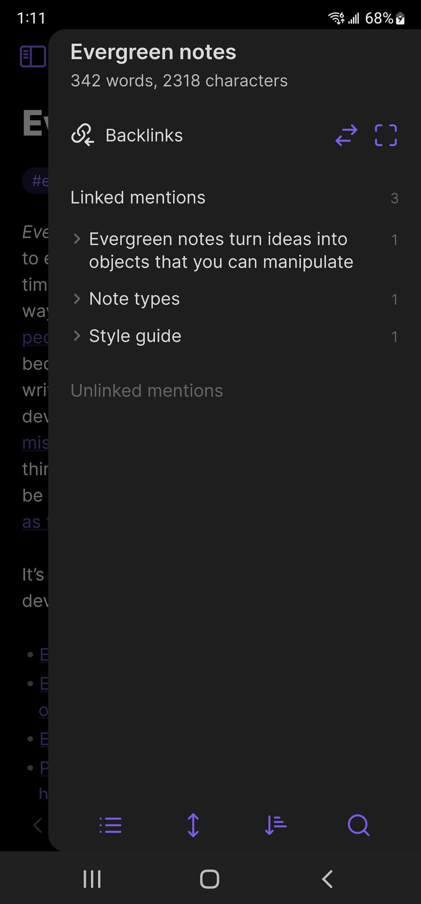Open Obsidian note information