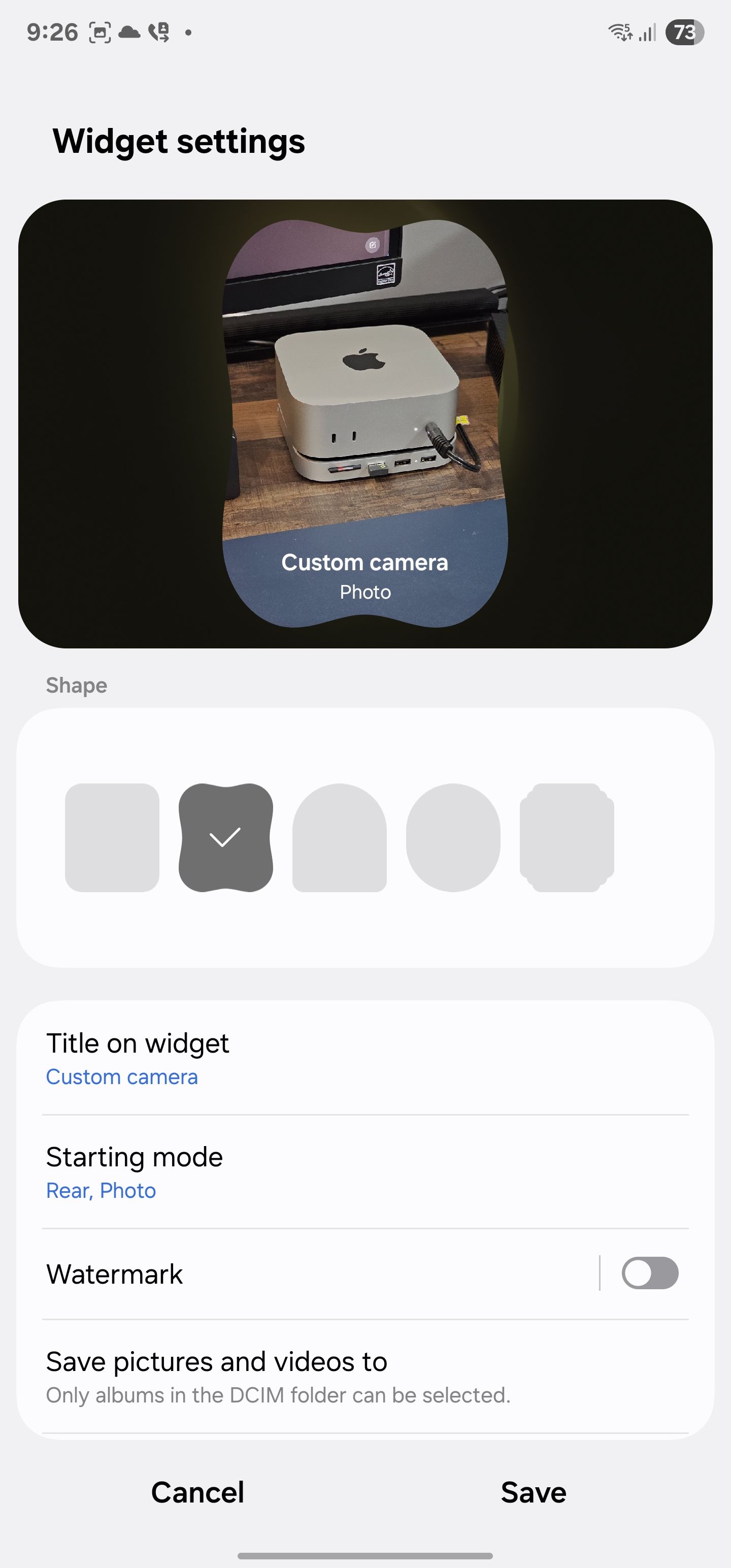One UI 7 Camera widget customization setting