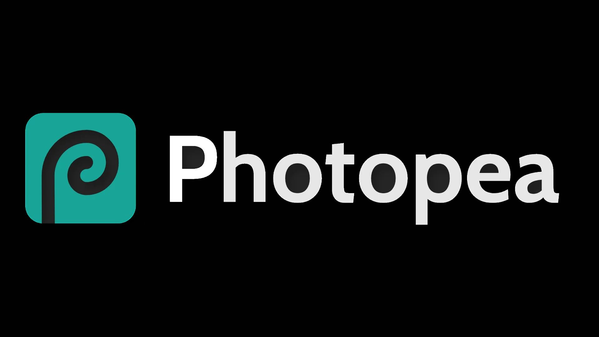 Logo of Photopea on a black background