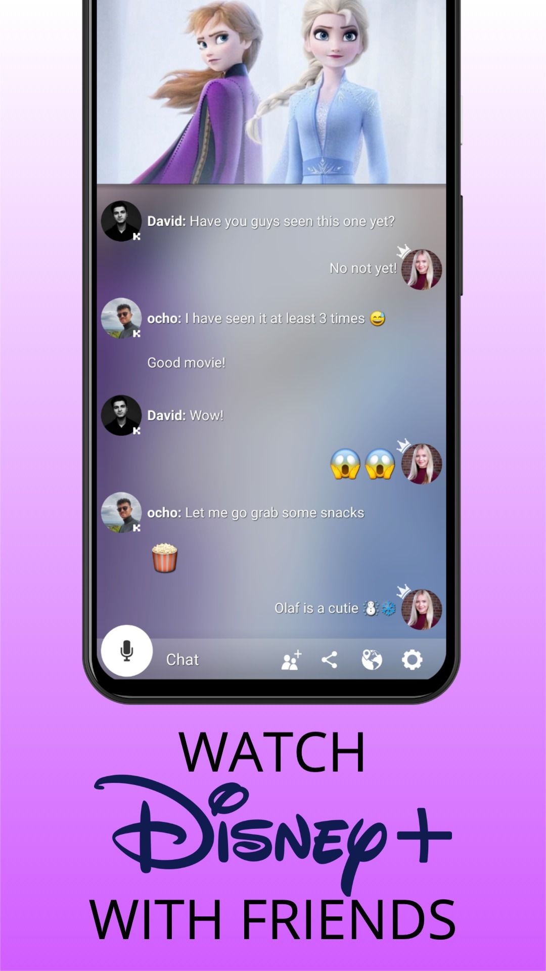 Rave app showing the UI with Disney+ video
