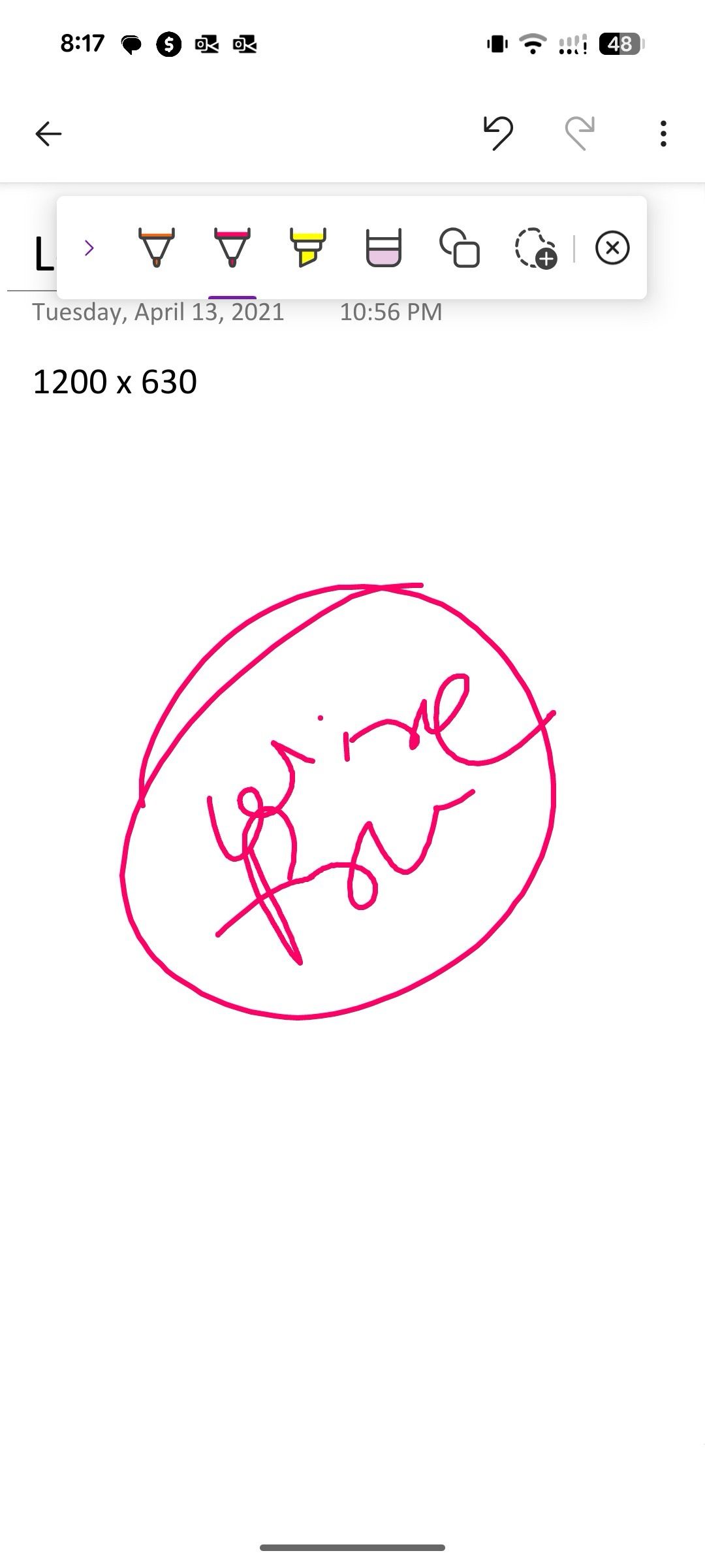 Check Drwaing tools in OneNote