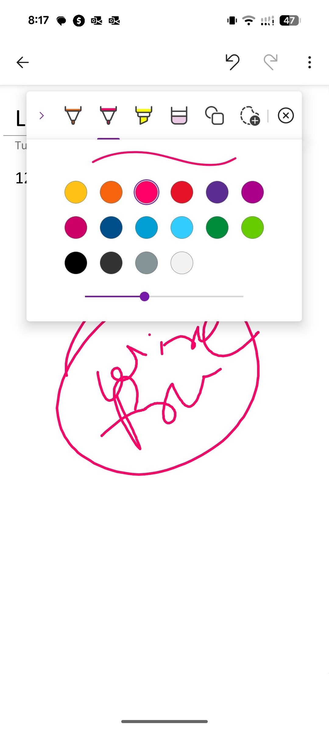Check drawing options in OneNote