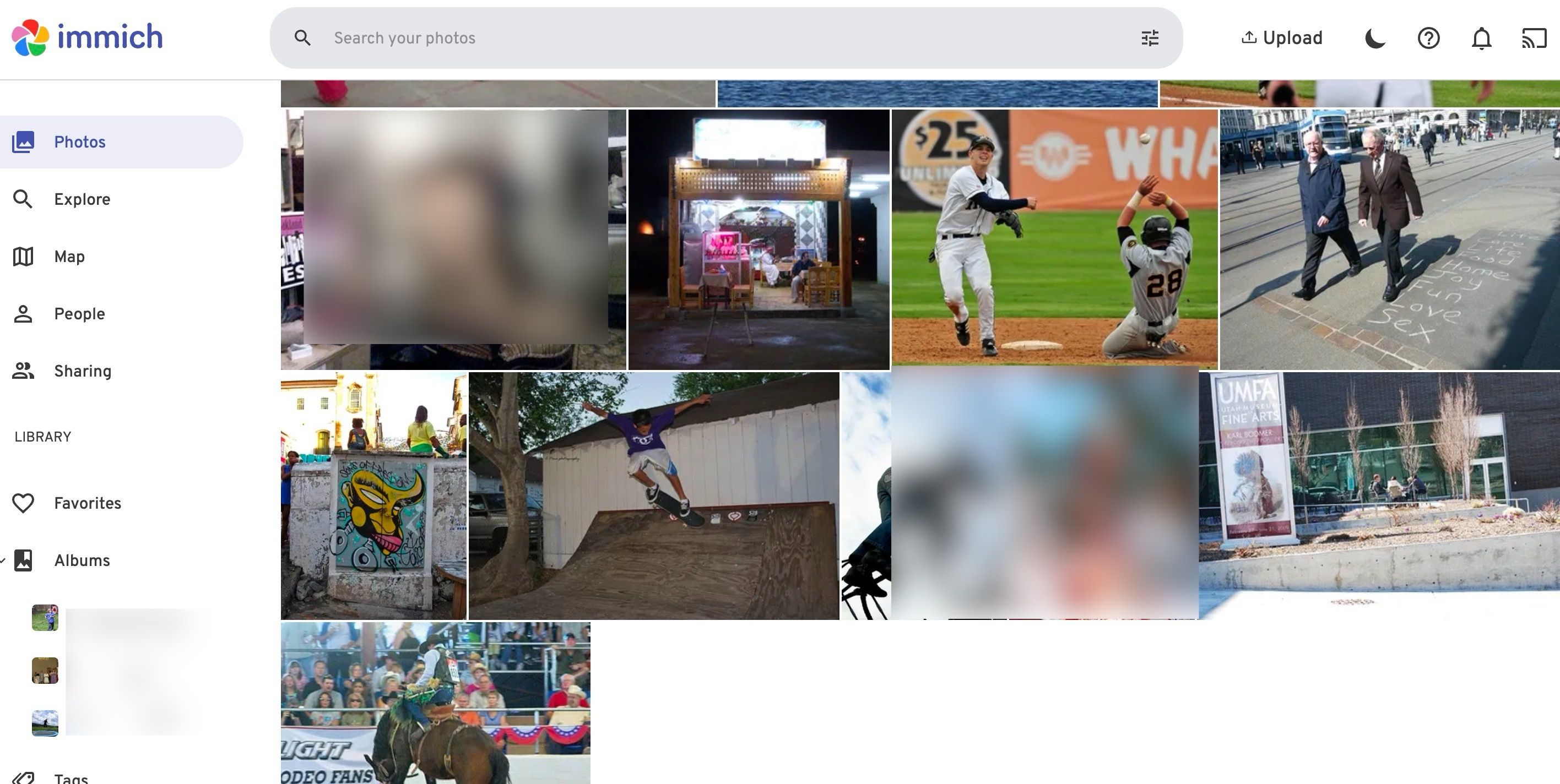 main home page of Immich