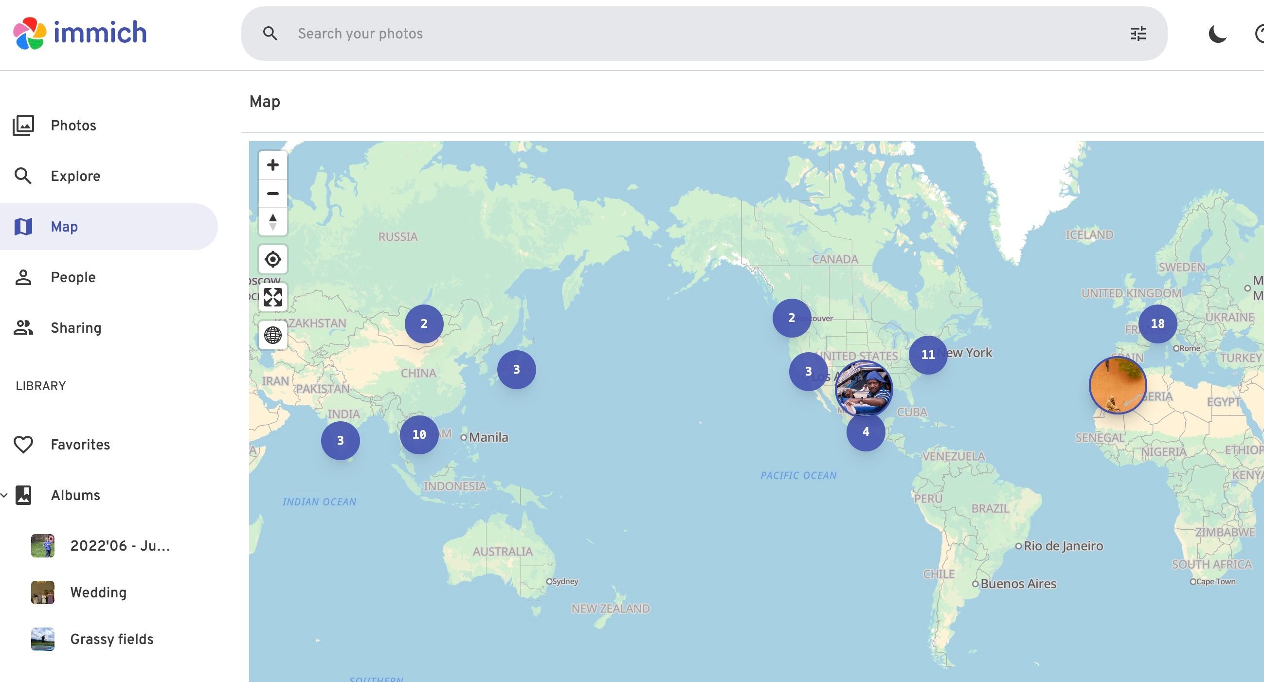 Check map view in Immich