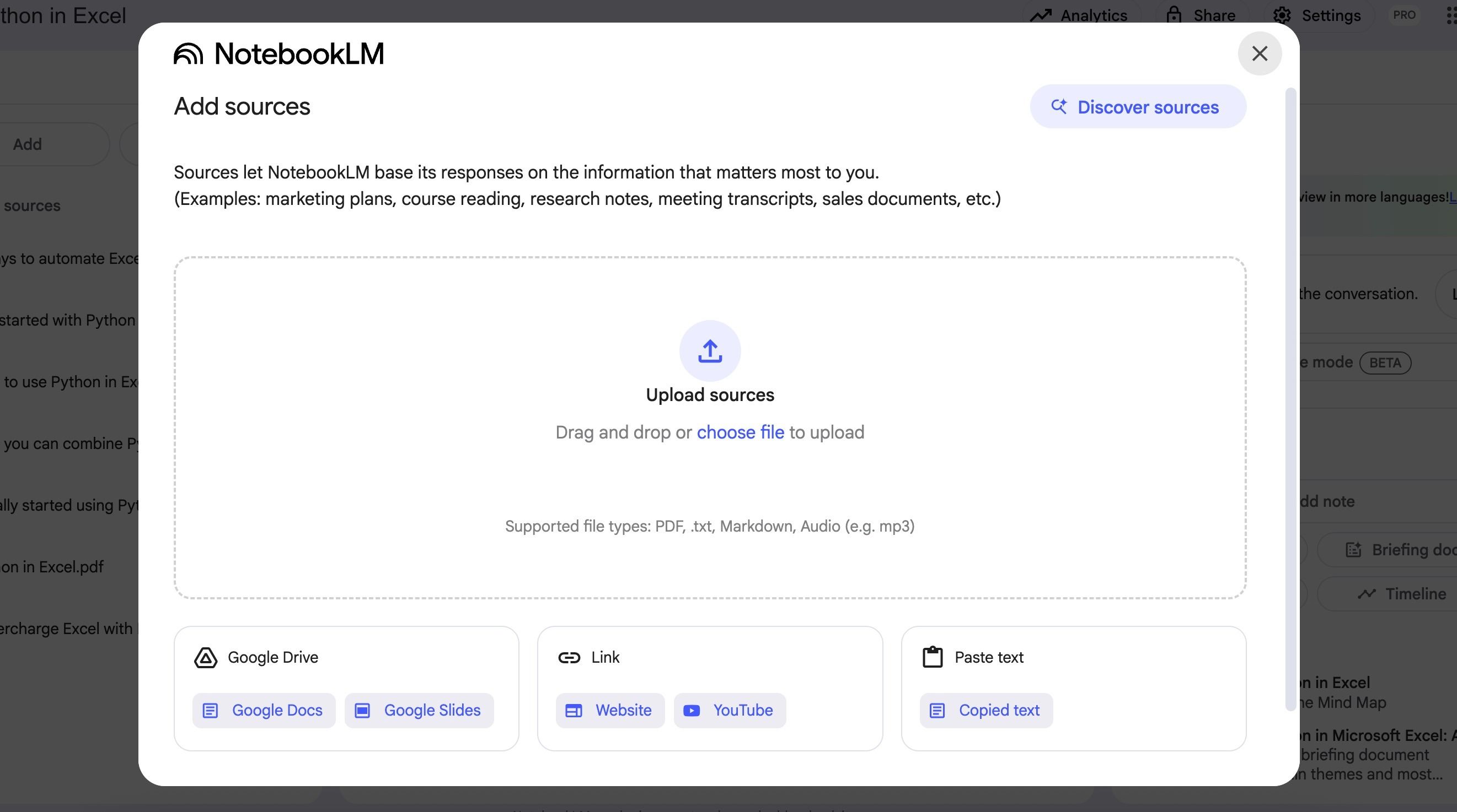 supported file types in NotebookLM