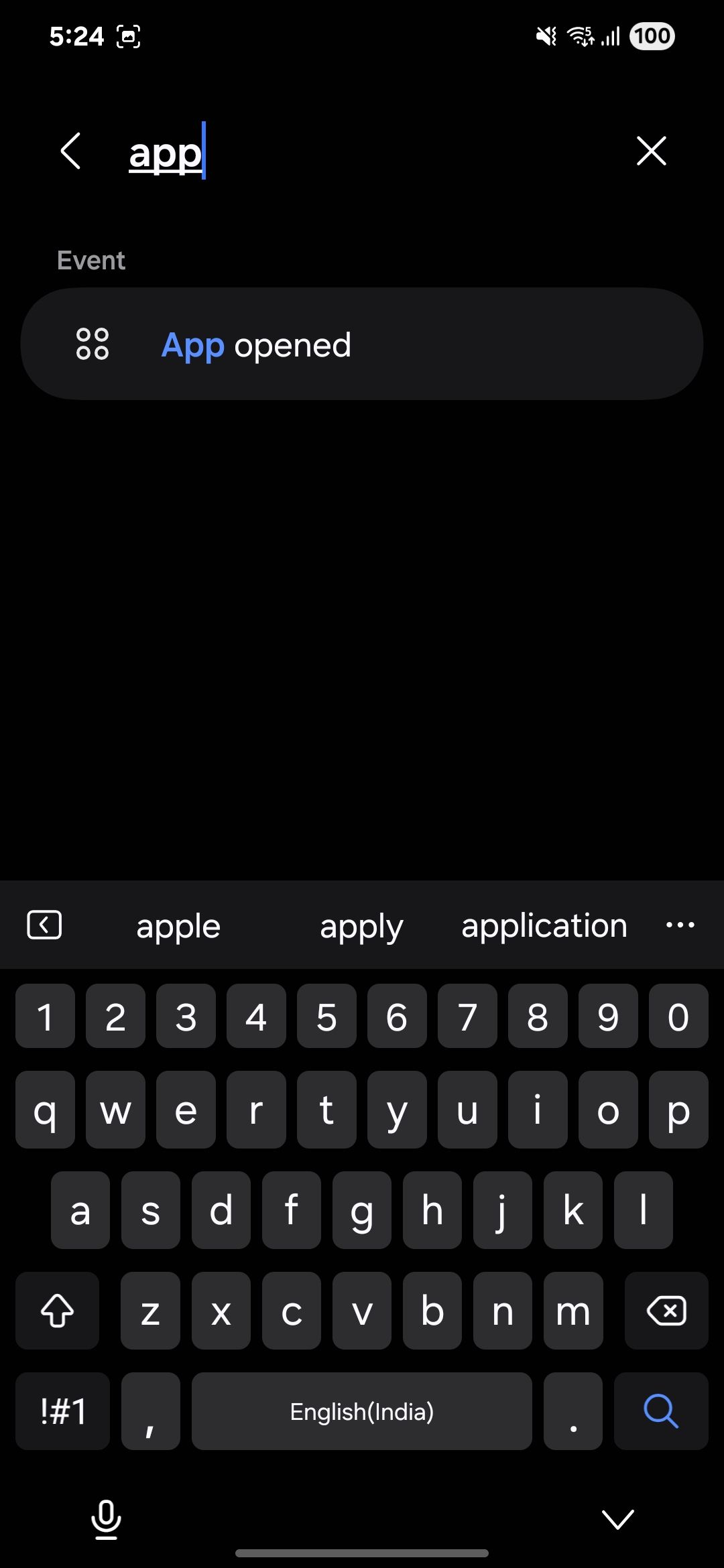 Keyboard pop-up while searching for apps in routines