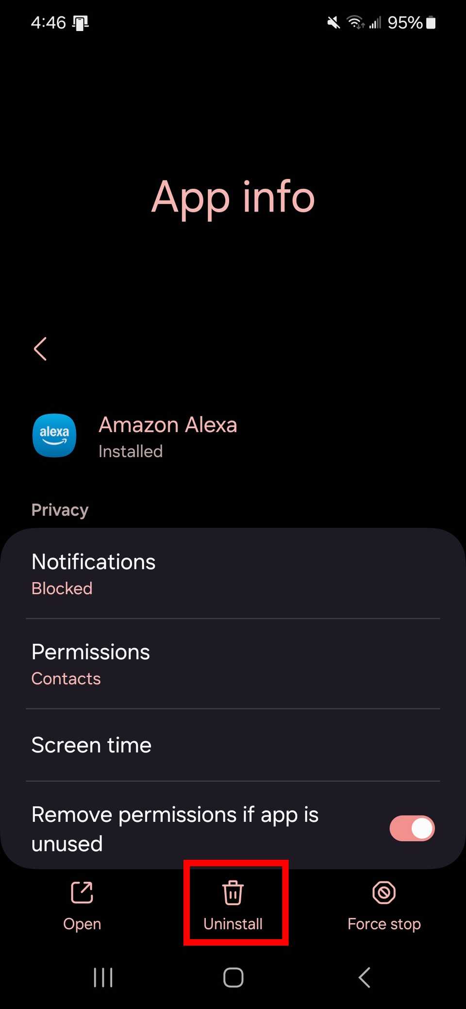 App storage settings
