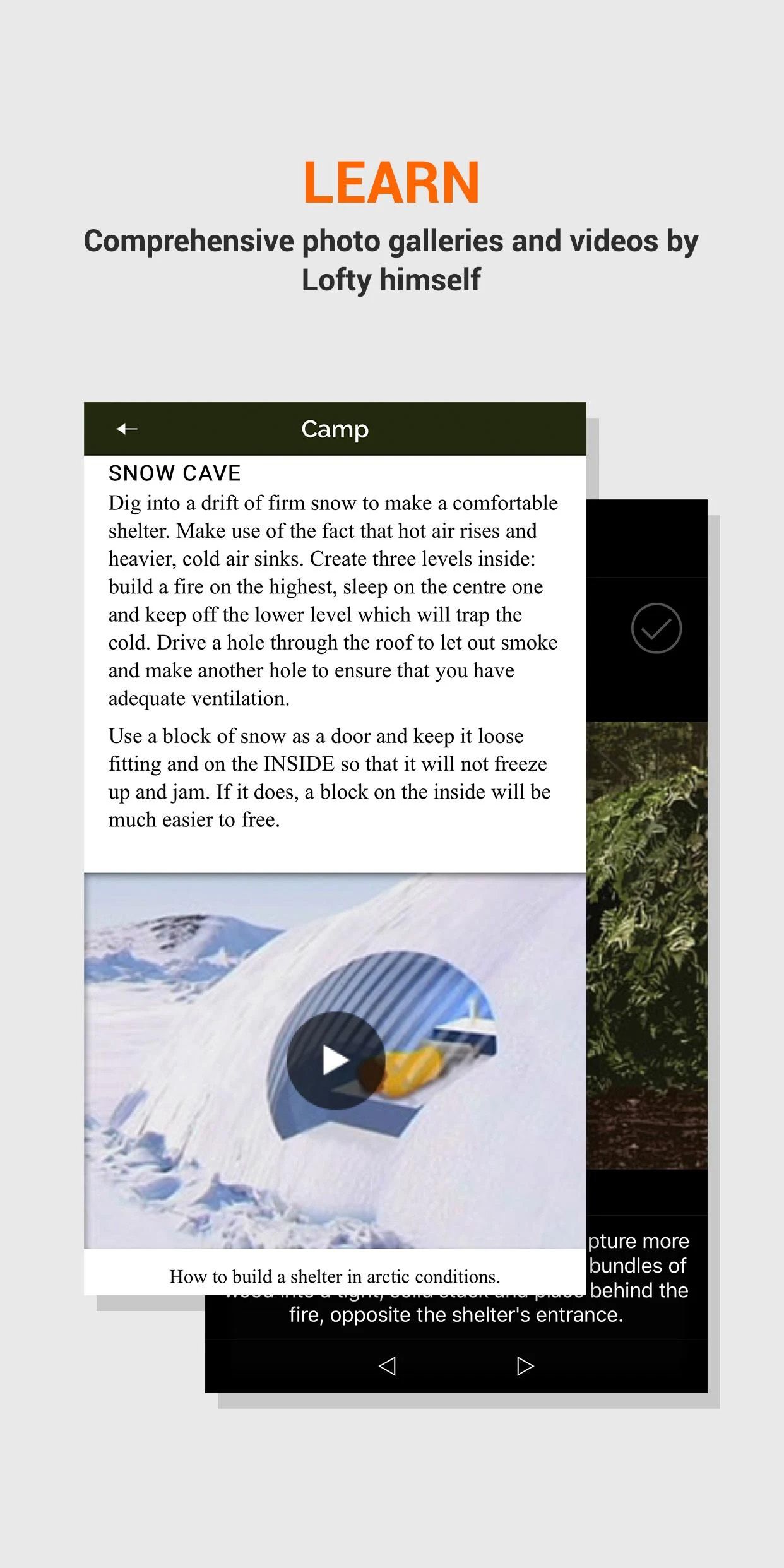a screenshot of the sas survival guide app covering winter survival