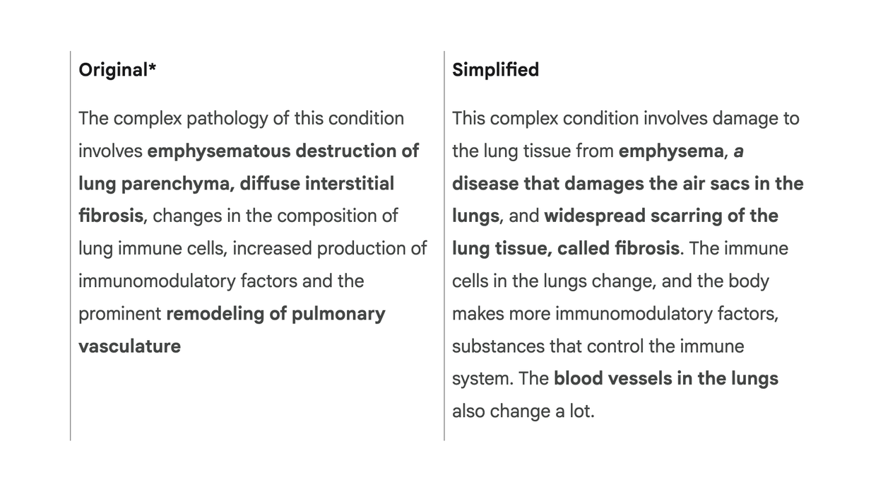 An example highlighting Simplify's ability to make topics easier to understand.