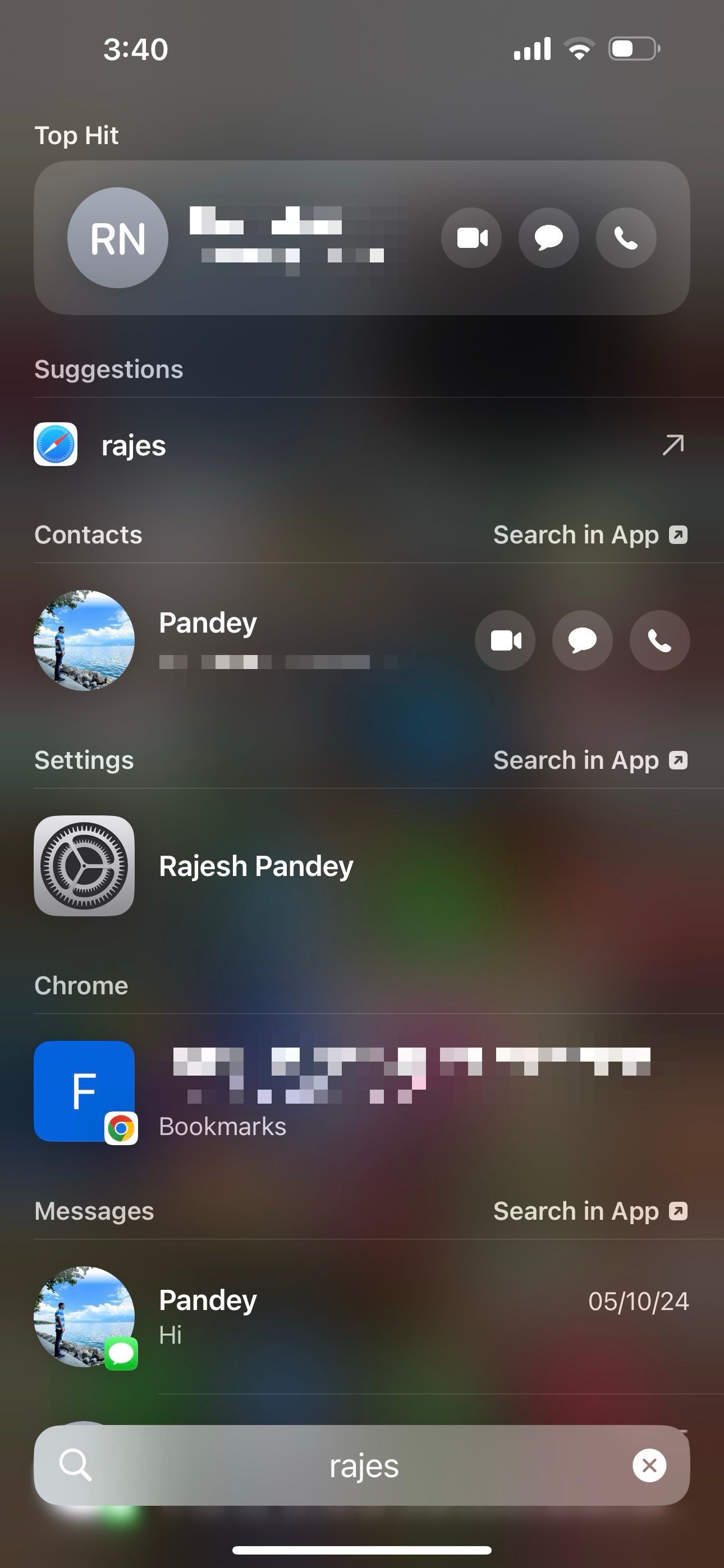 Spotlight search on iPhone
