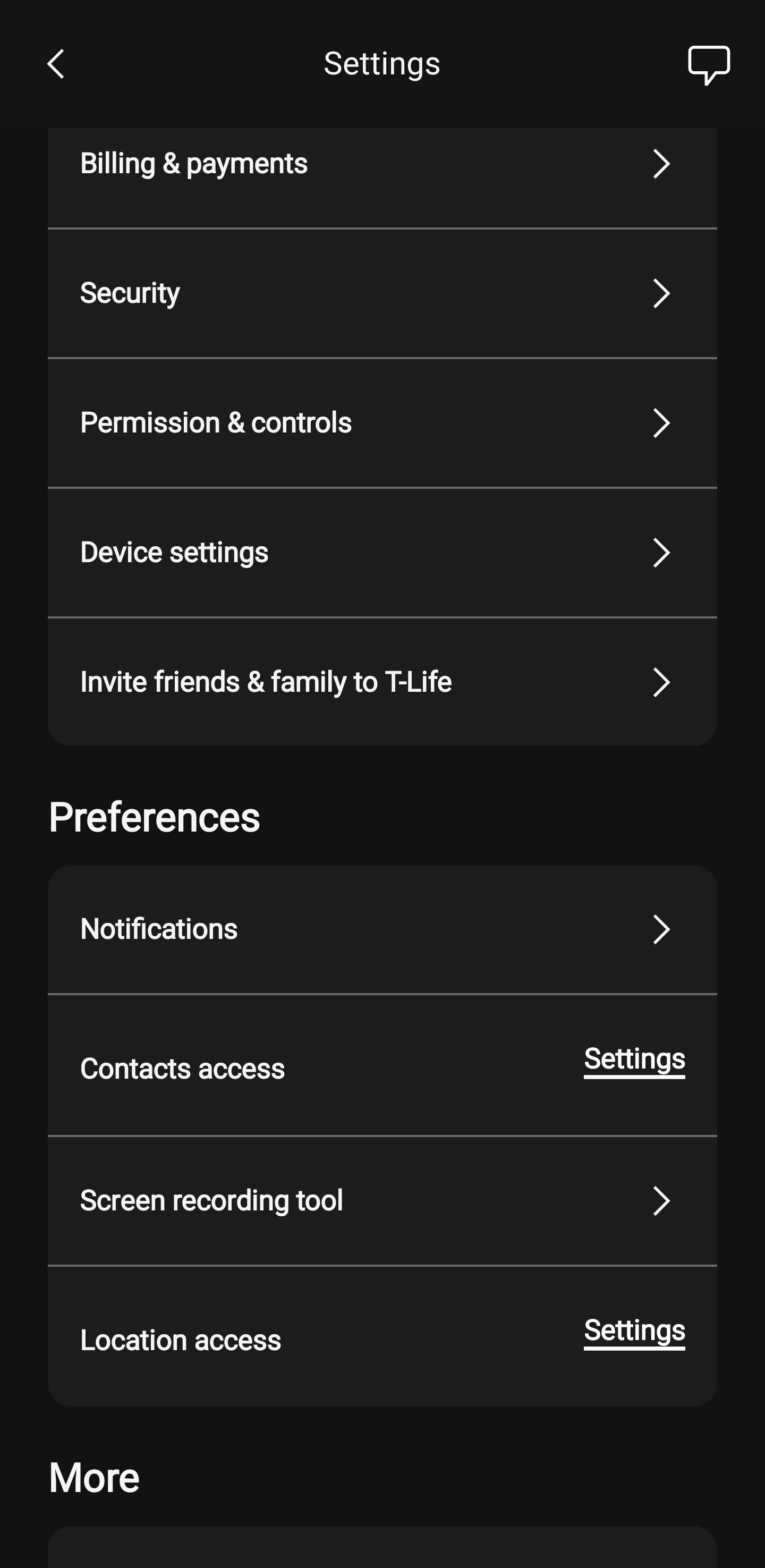 A screenshot of T-Mobile's T-Life app showing a new