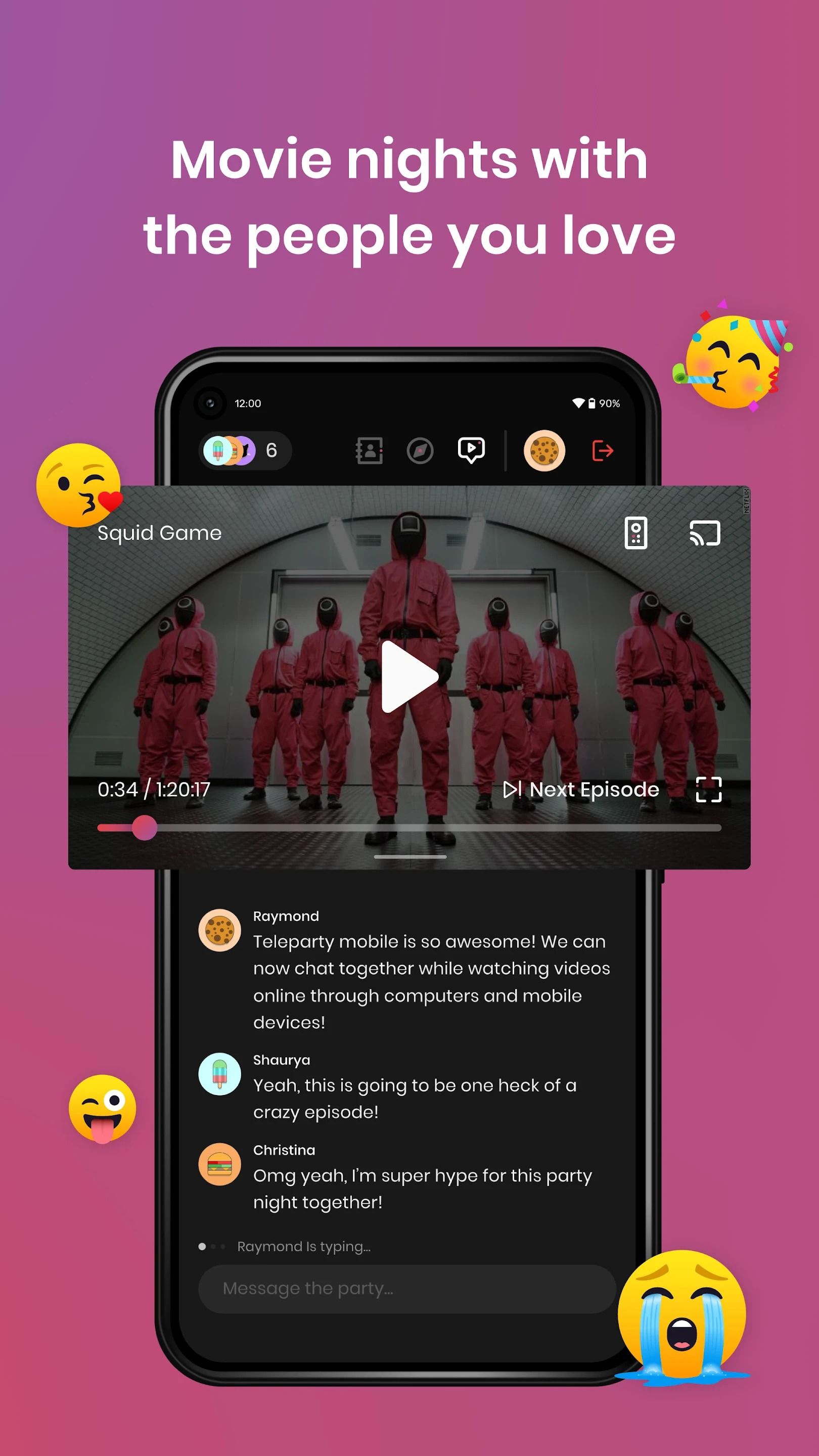 Teleparty chat feature shown in the app