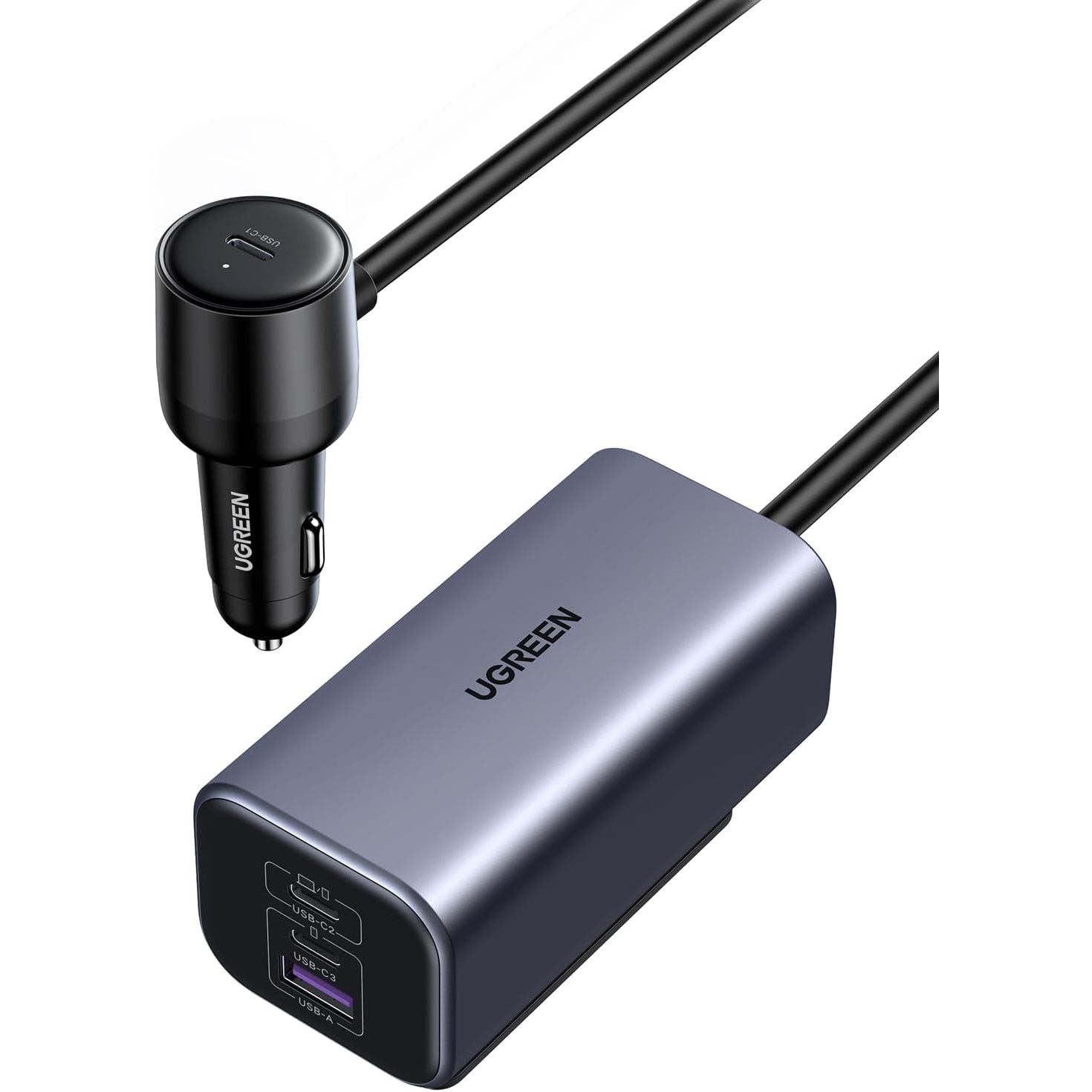 Ugreen 150W USB-C Car Charger on white background