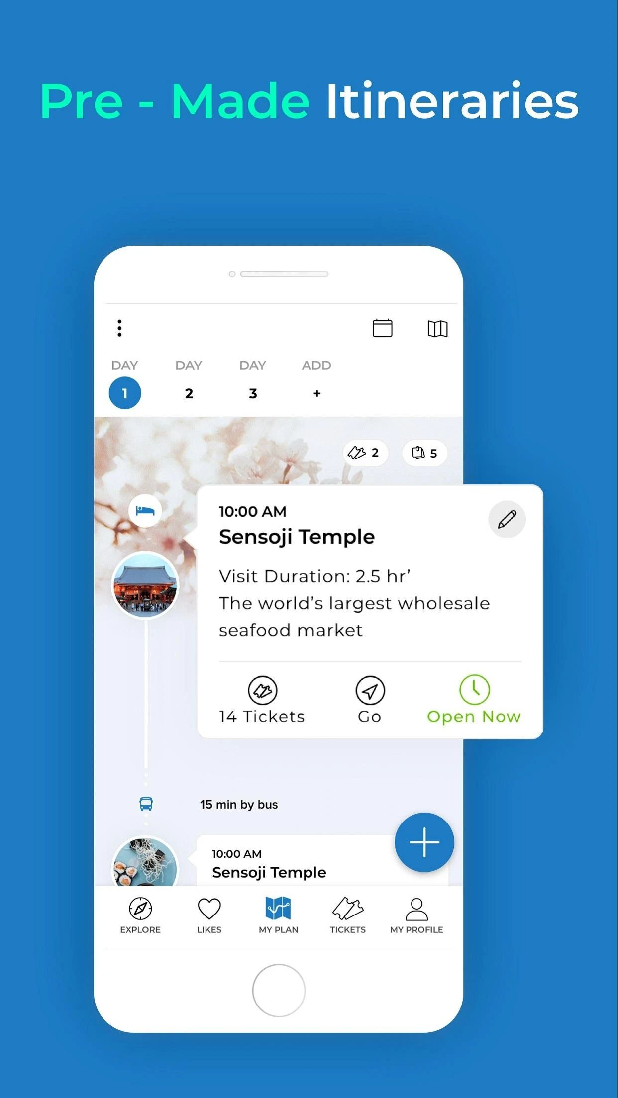 visit a city app showing destination details