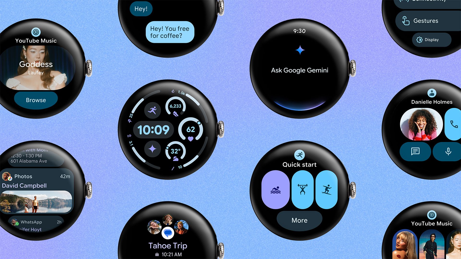 Wear OS 6 Material 3 Expressive screenshots on Pixel watch
