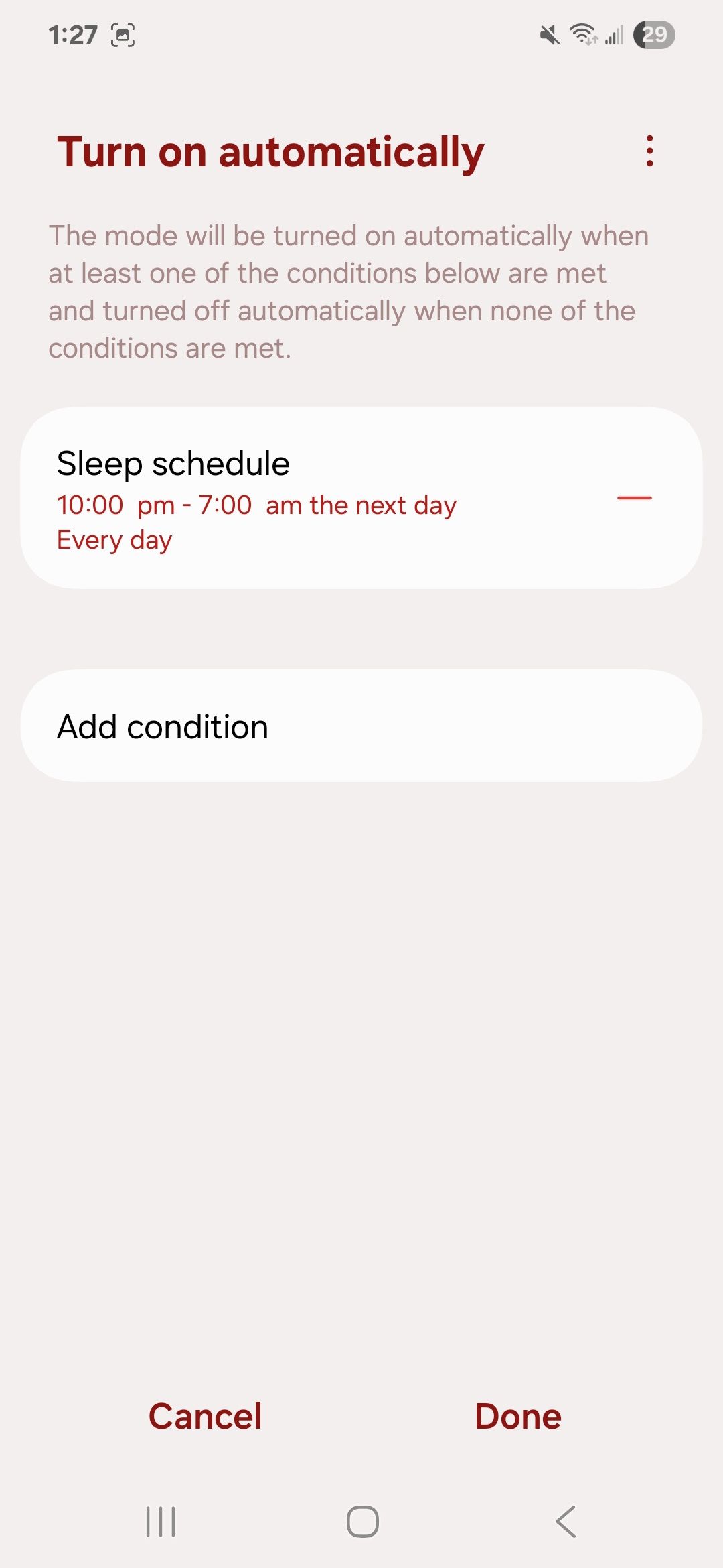 选择睡眠时间表,以便在睡前手机上的模式开始