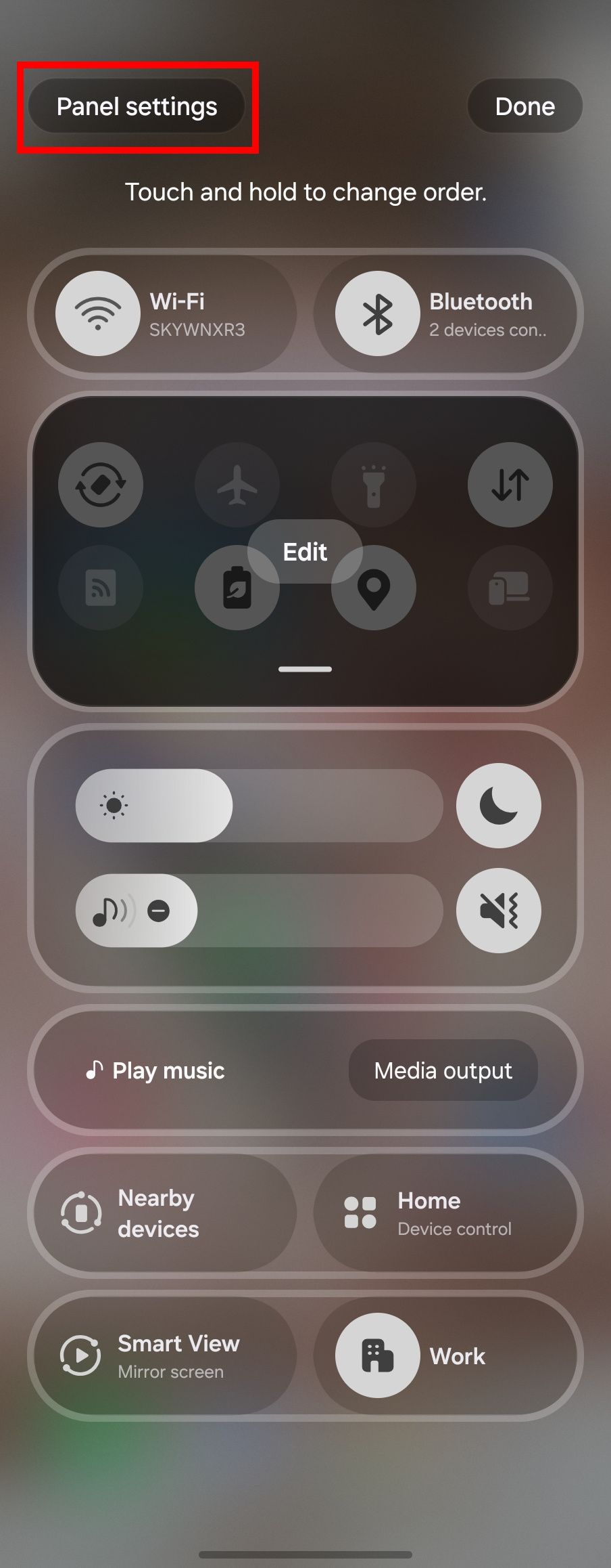 Finding the Panel Settings when changing the top drawer in One UI 7.