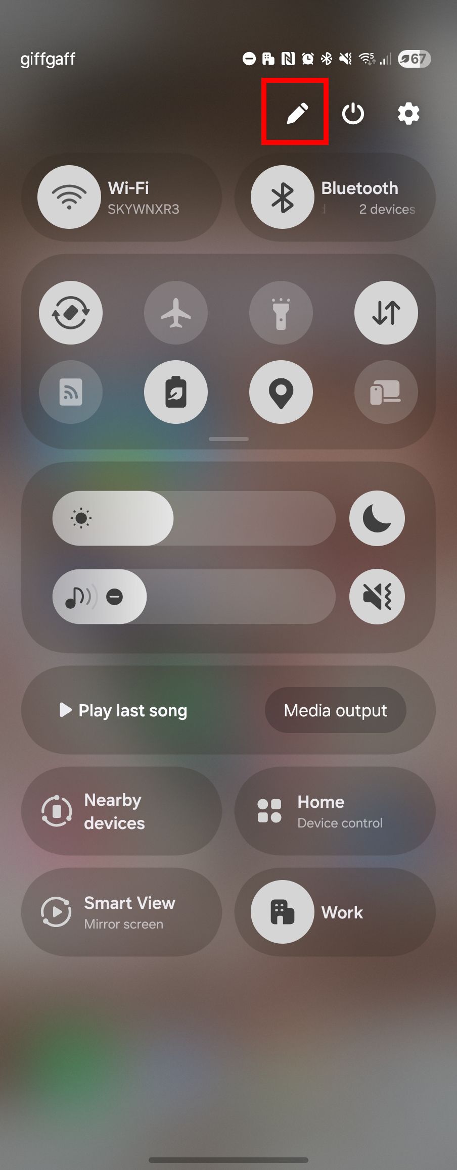 Finding the Pencil icon when changing the top drawer in One UI 7.