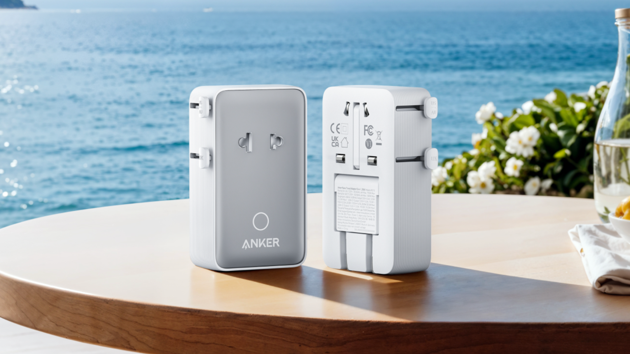 Anker Nano Travel Adapter on a desk